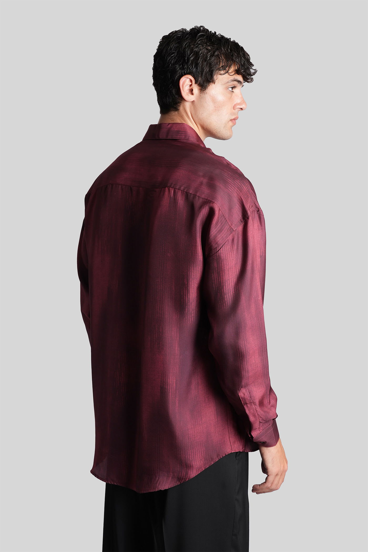 Costumein Valentino Shirt In Bordeaux Silk In Burgundy