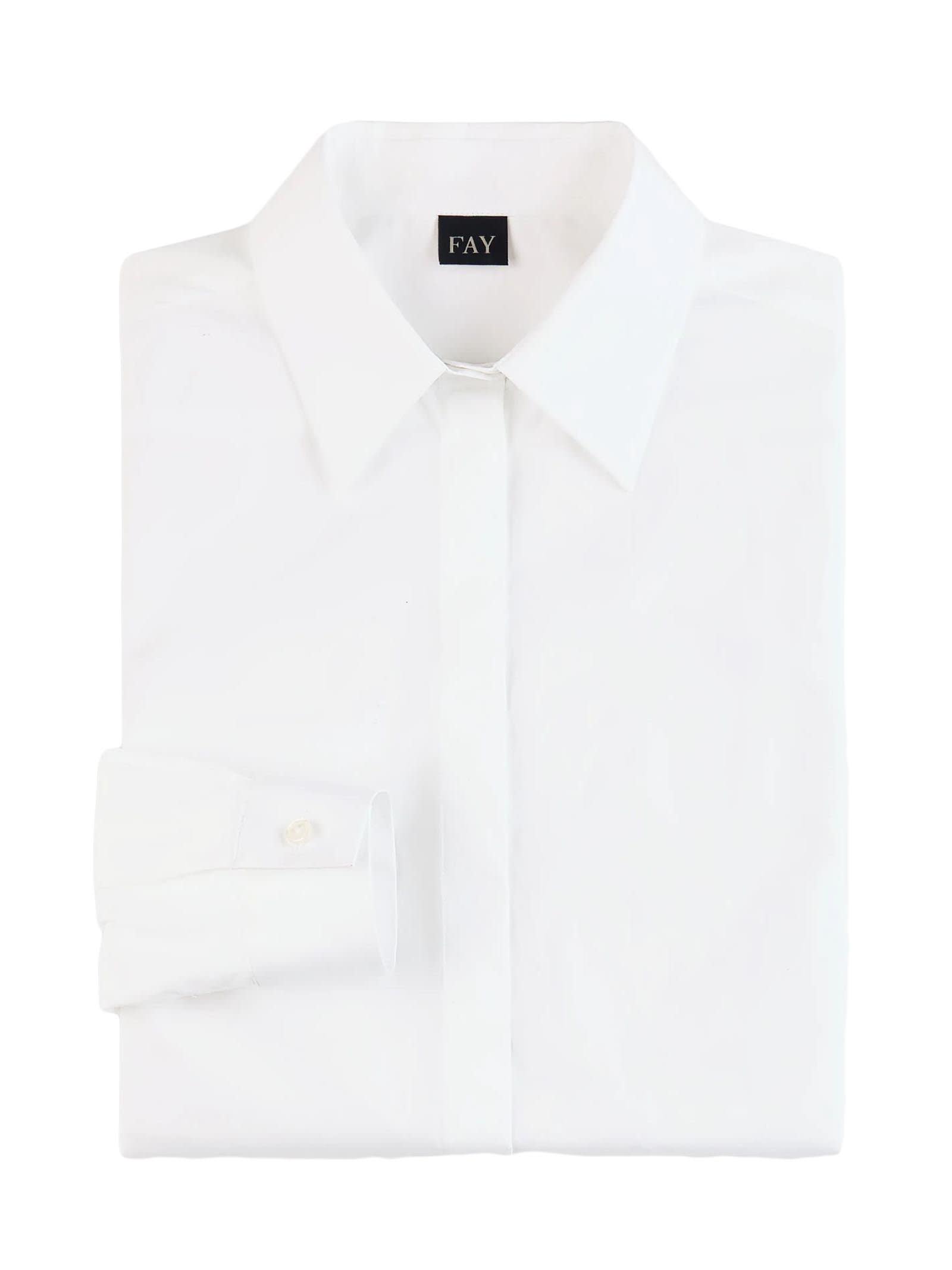 Shop Fay White Stretch Cotton Poplin Shirt