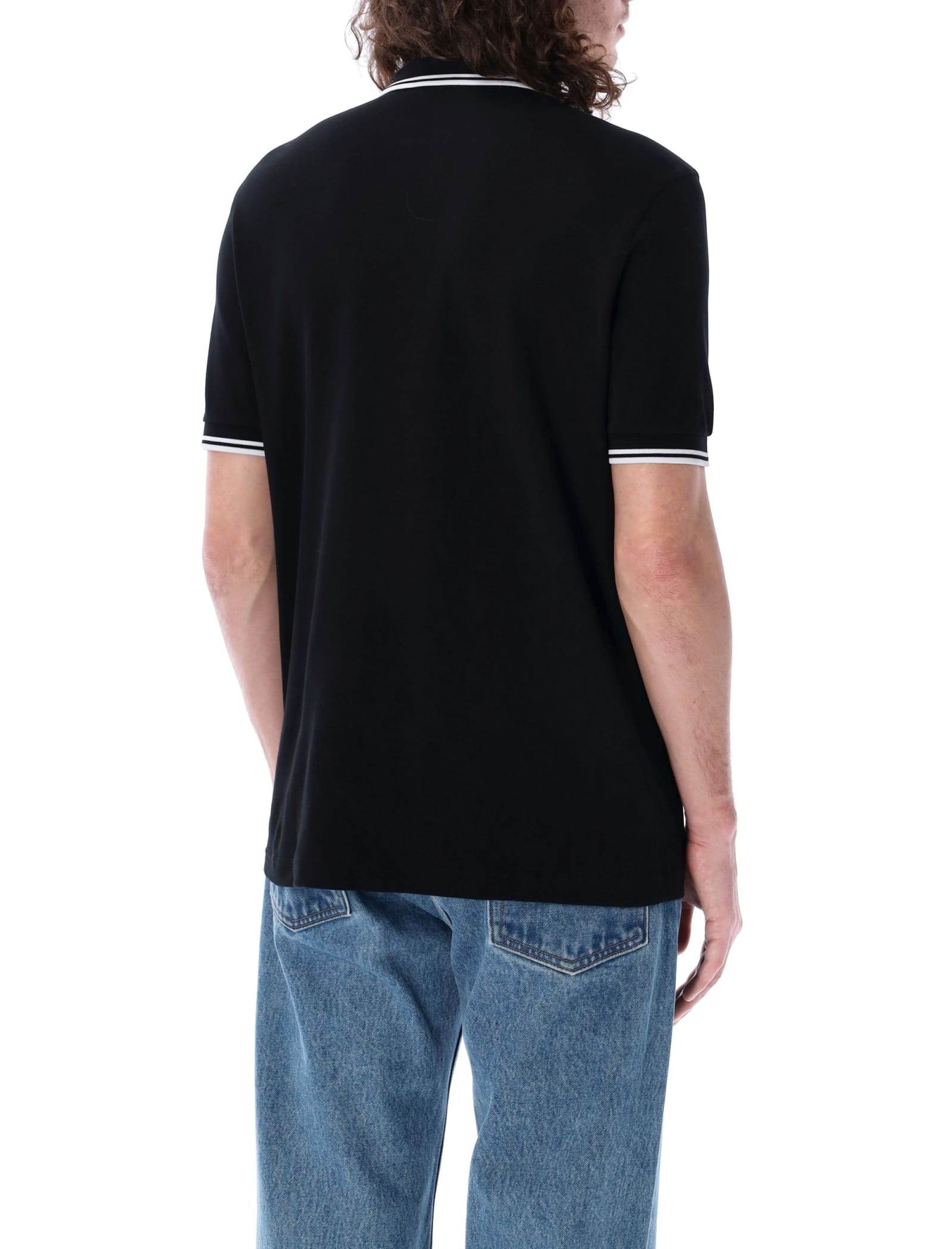 Shop Fred Perry The Twin Tipped Piqué Polo Shirt In Black White