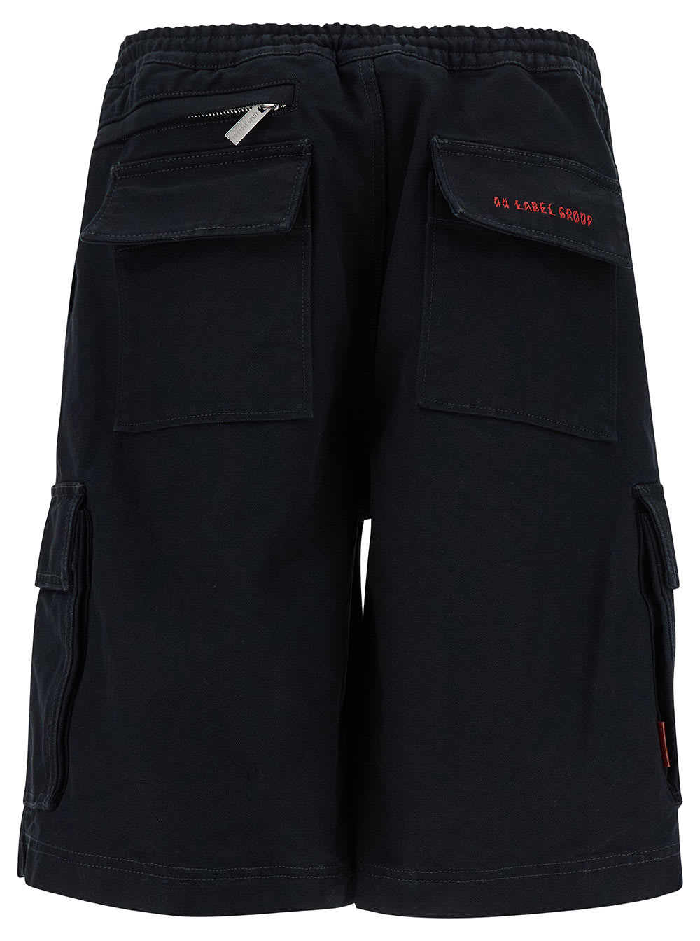 Shop 44 Label Group Black Cargo Bermuda Shorts With Logo Embroidery In Cotton Man