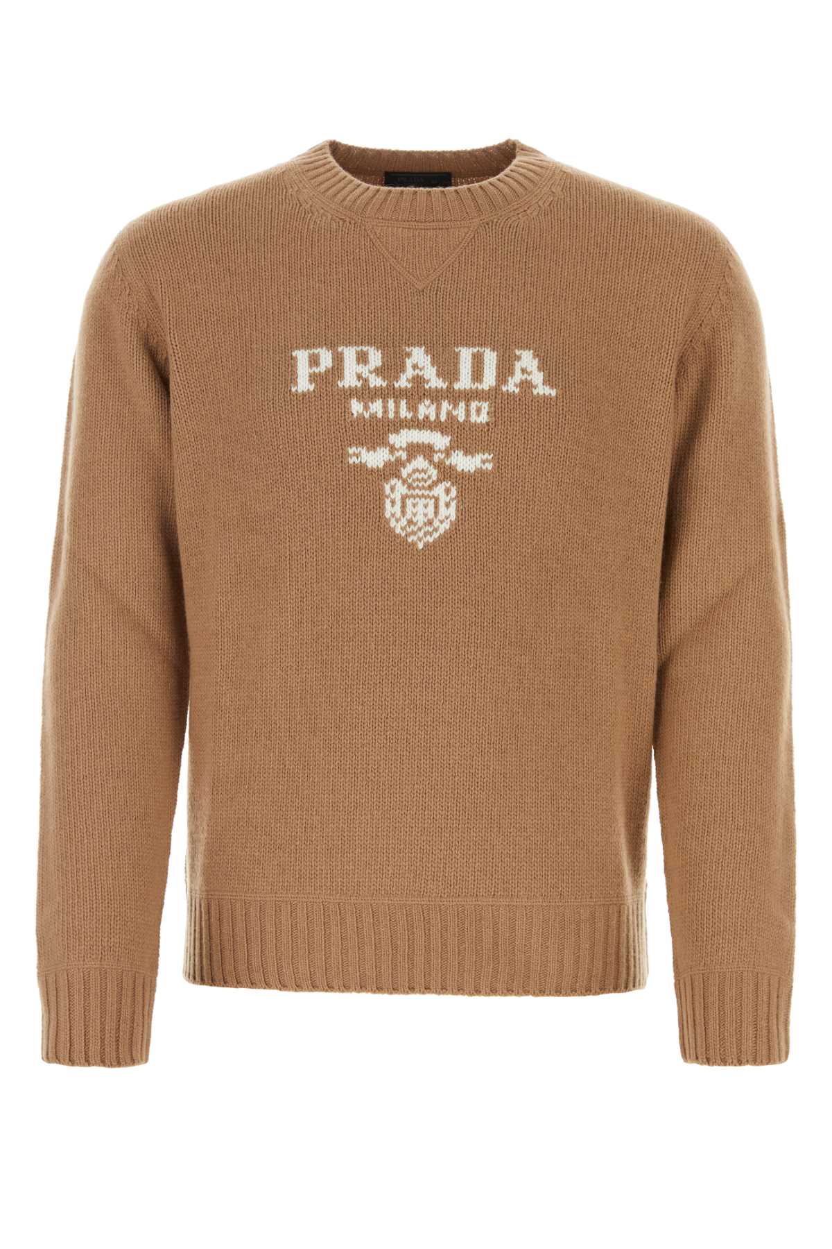 Shop Prada Biscuit Wool Blend Sweater In F0040
