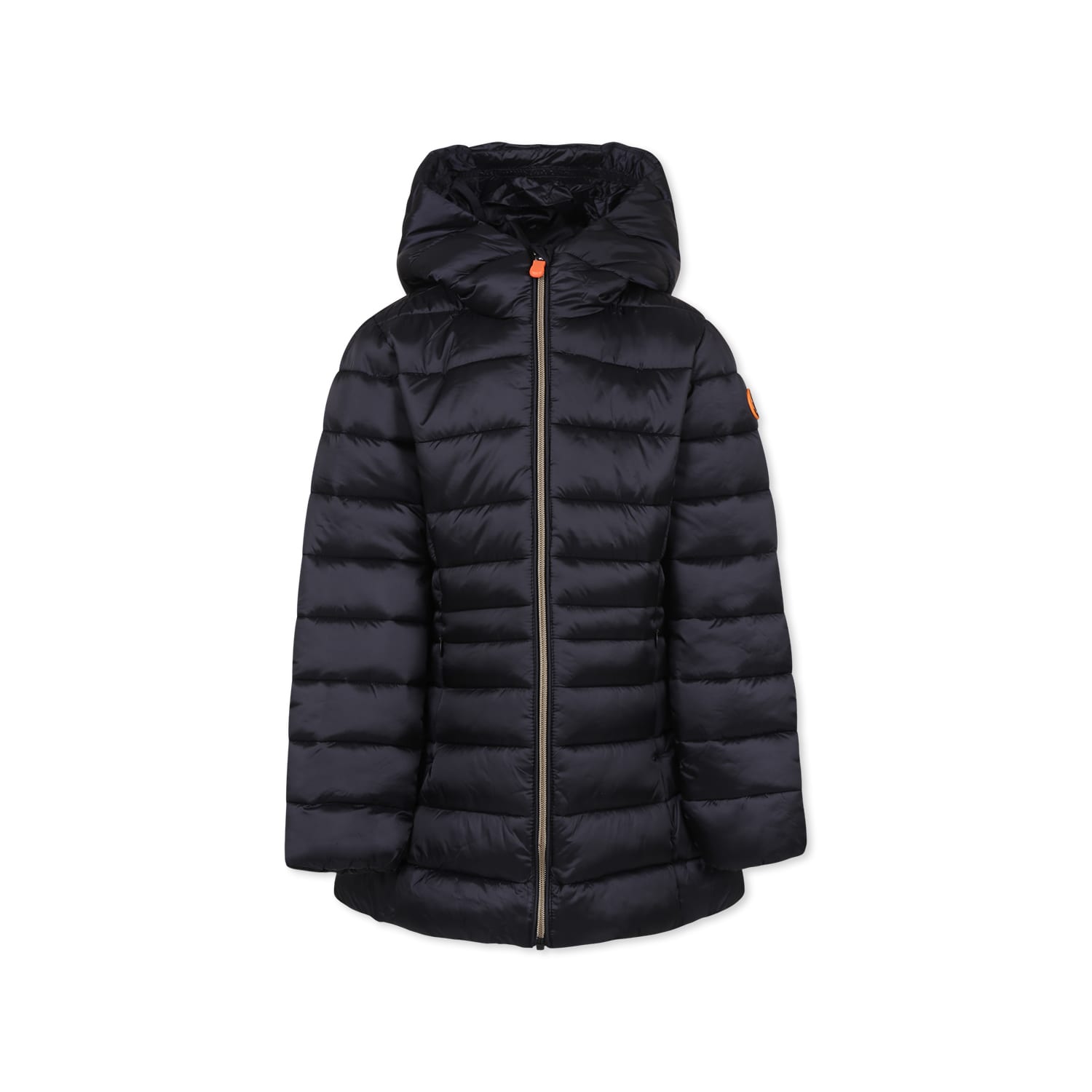 Save The Duck Black Down Jacket For Boy With Logo In Black