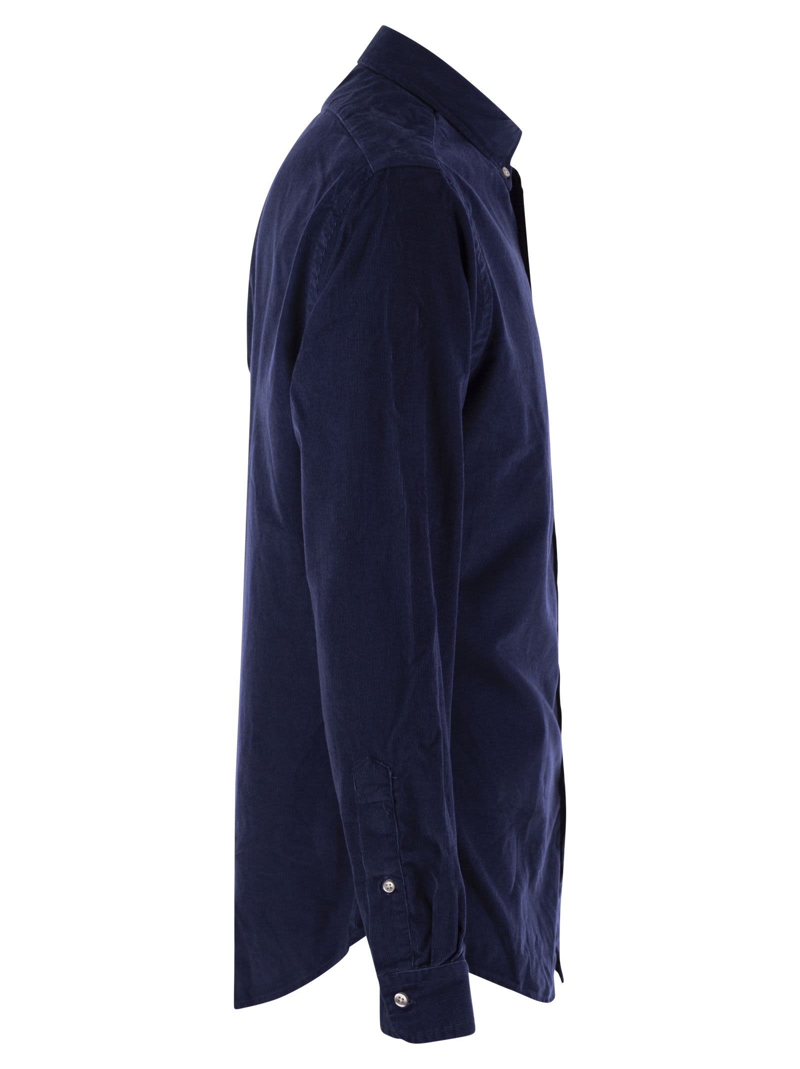 Shop Polo Ralph Lauren Slim-fit Velvet Shirt In Navy Blue