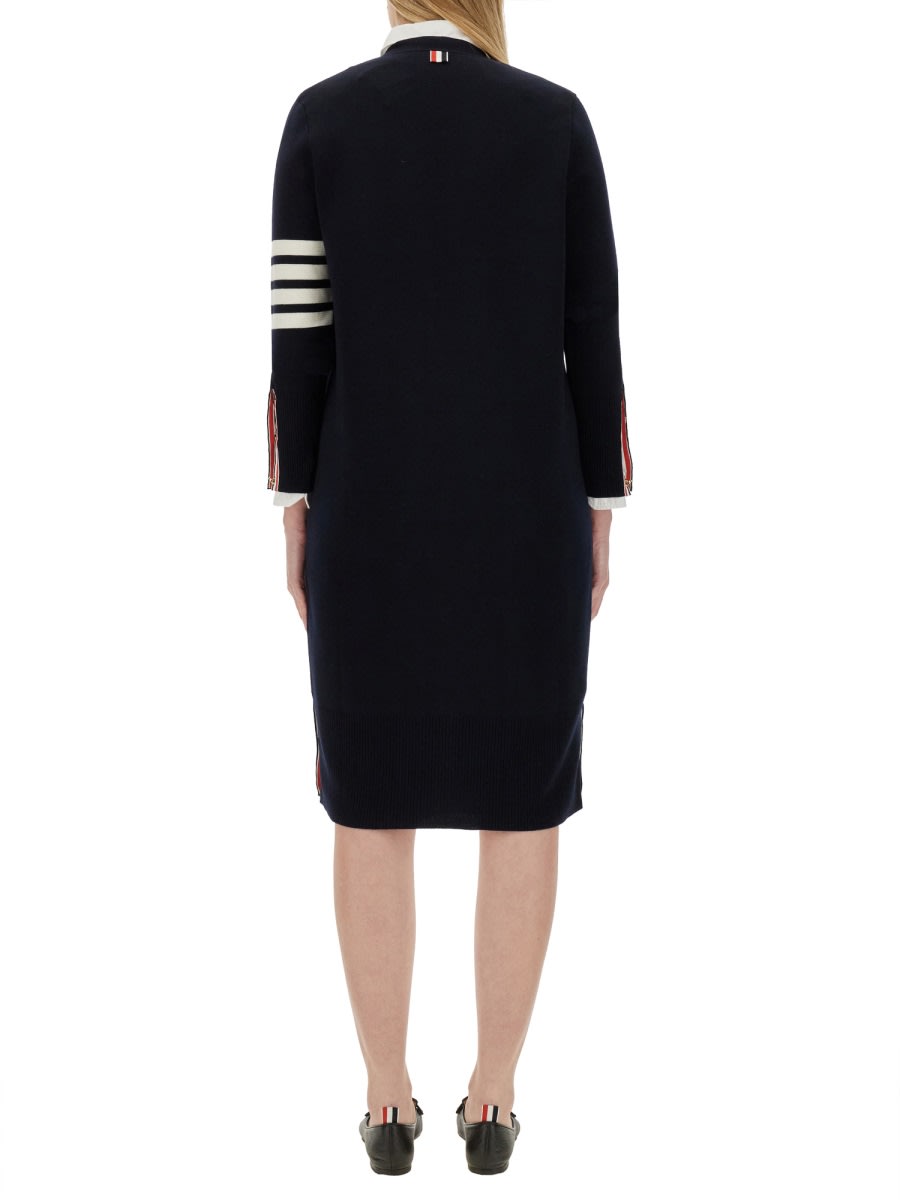 Thom Browne 4bar Long Cardigan In Blue