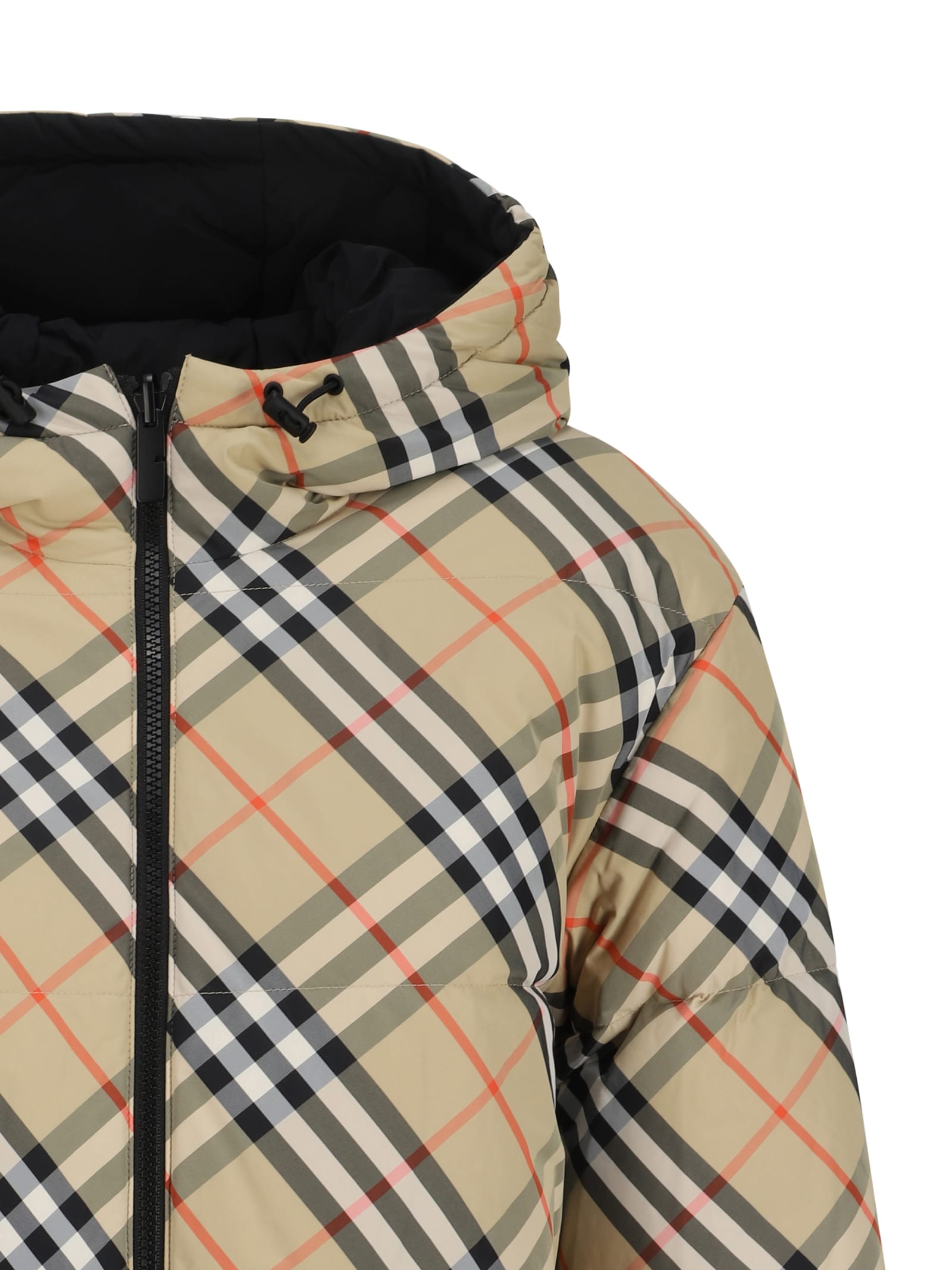 Shop Burberry Down Jacket In Sand Ip Check