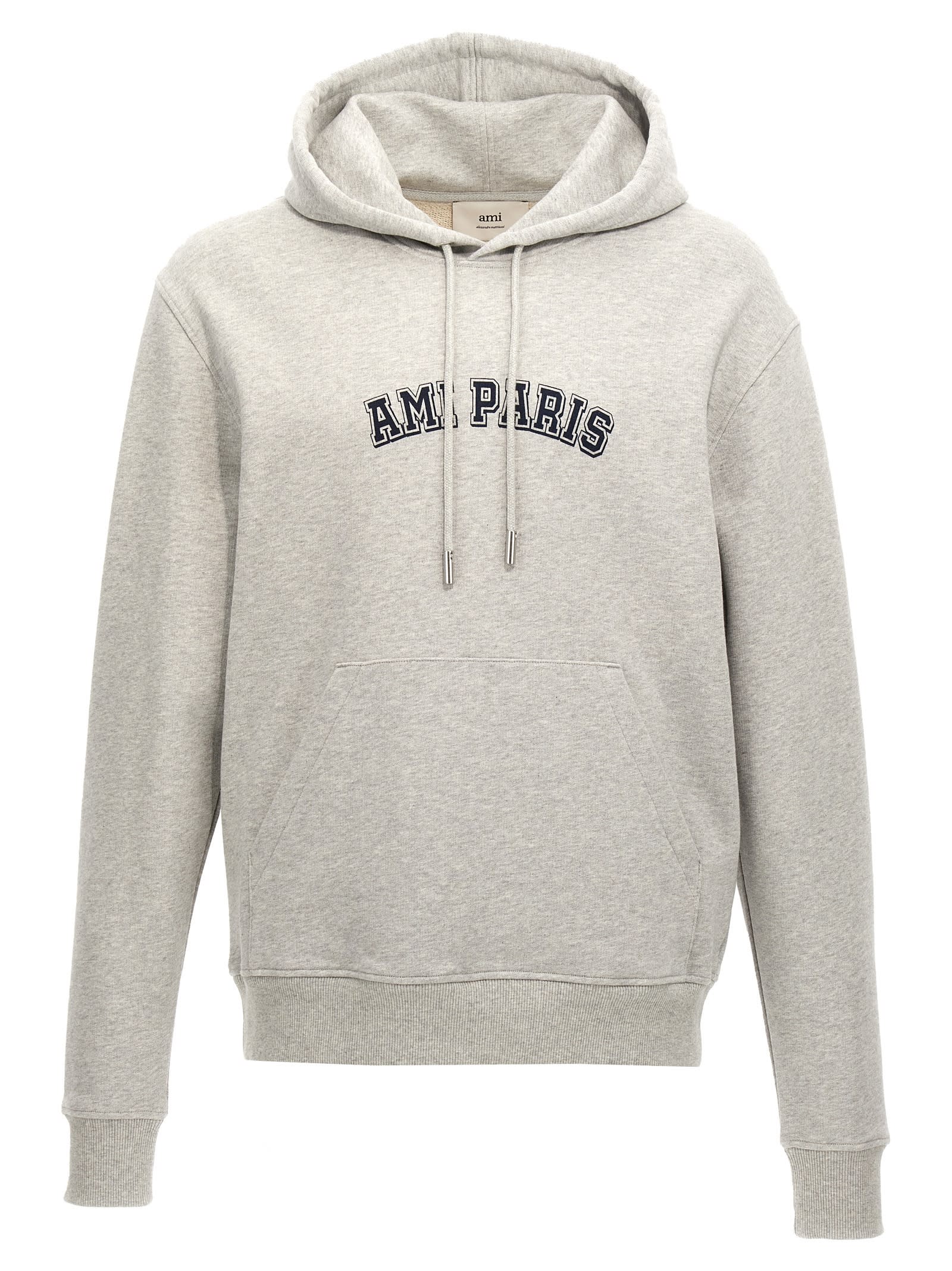 Shop Ami Alexandre Mattiussi Ami Paris Hoodie In Gray