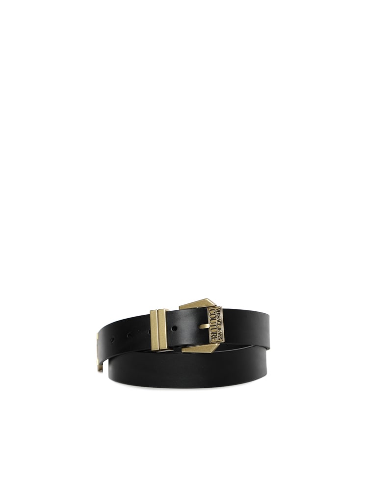 Versace Jeans Couture Exagonal Belt In Calfskin In Black