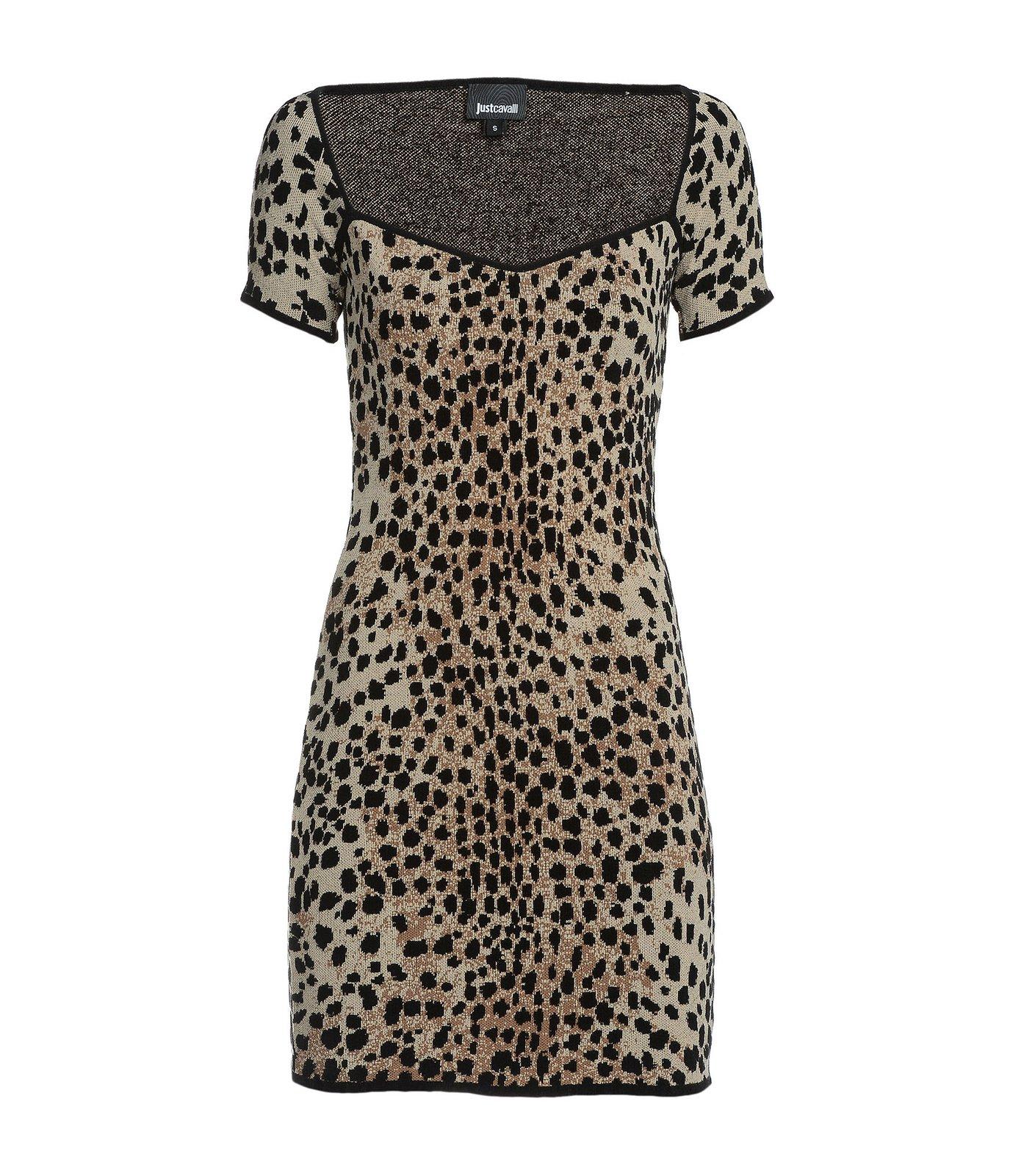 Just Cavalli Leopard-print Sweetheart Neck Mini Dress