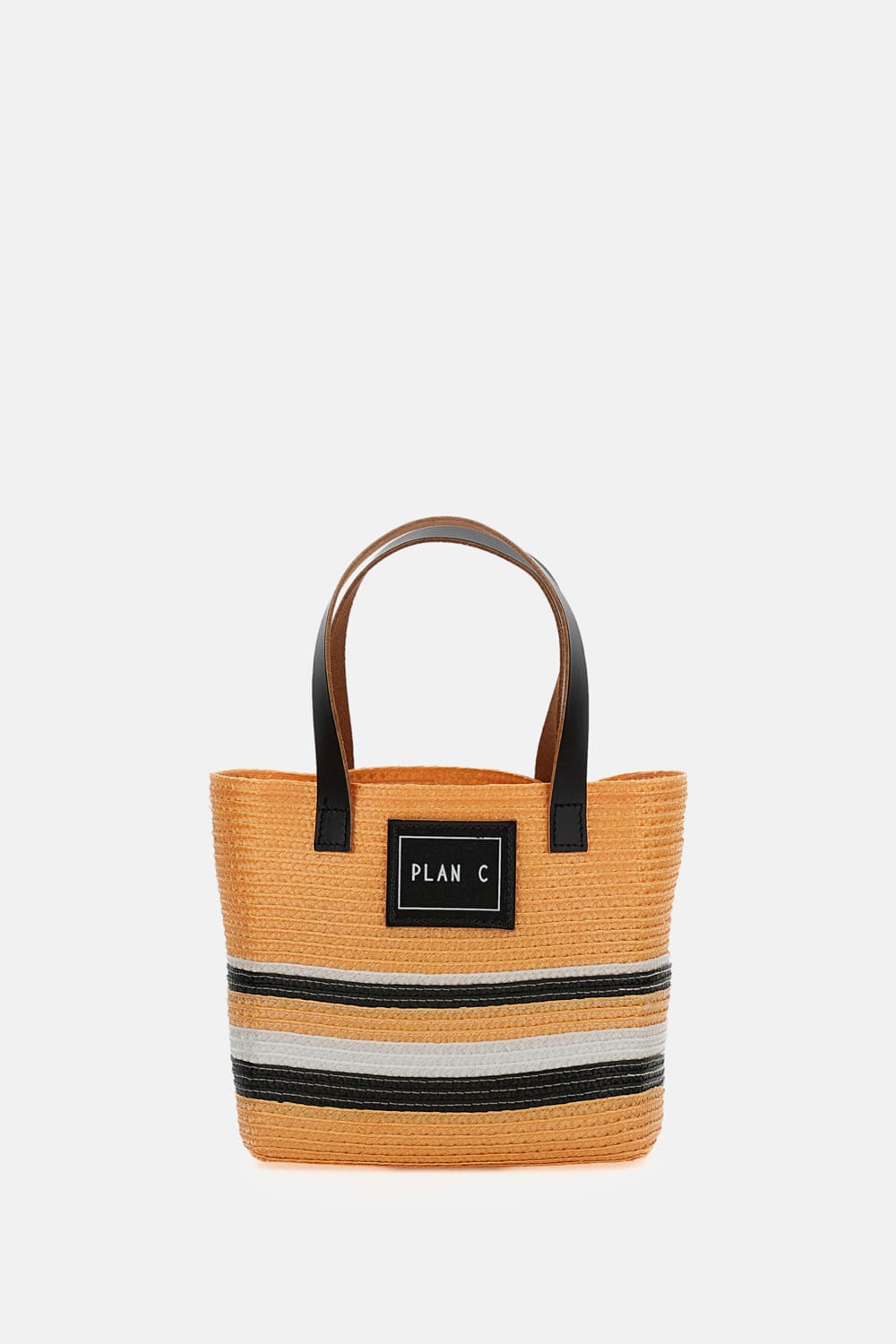 Plan C Shopper Mini Synthetic Straw In Orange