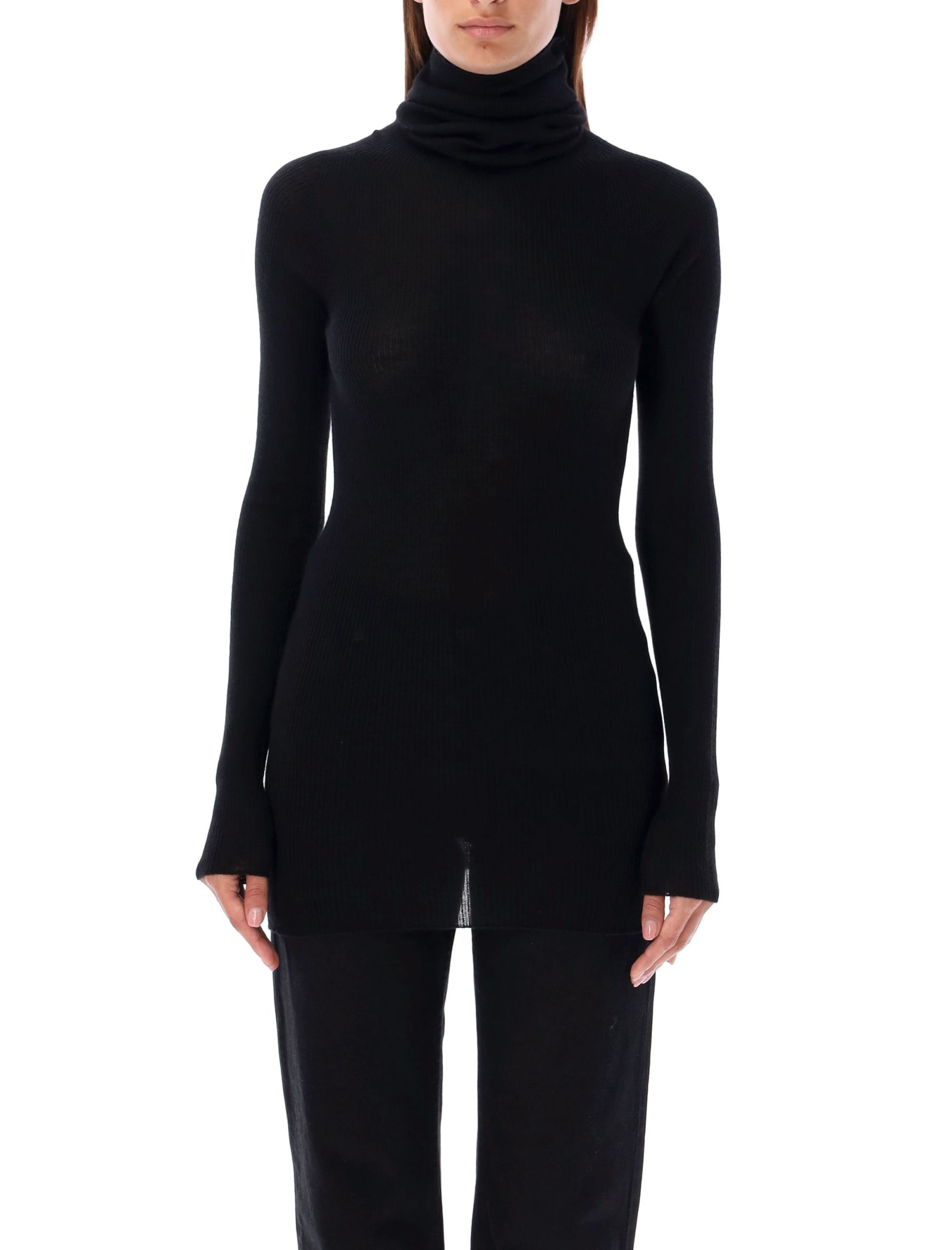 Shop Rick Owens Ribbed Ls Tube In Black