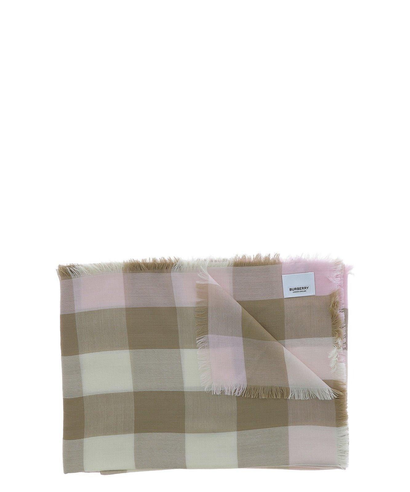 Shop Burberry Lightweight Checked Scarf In Alabaster