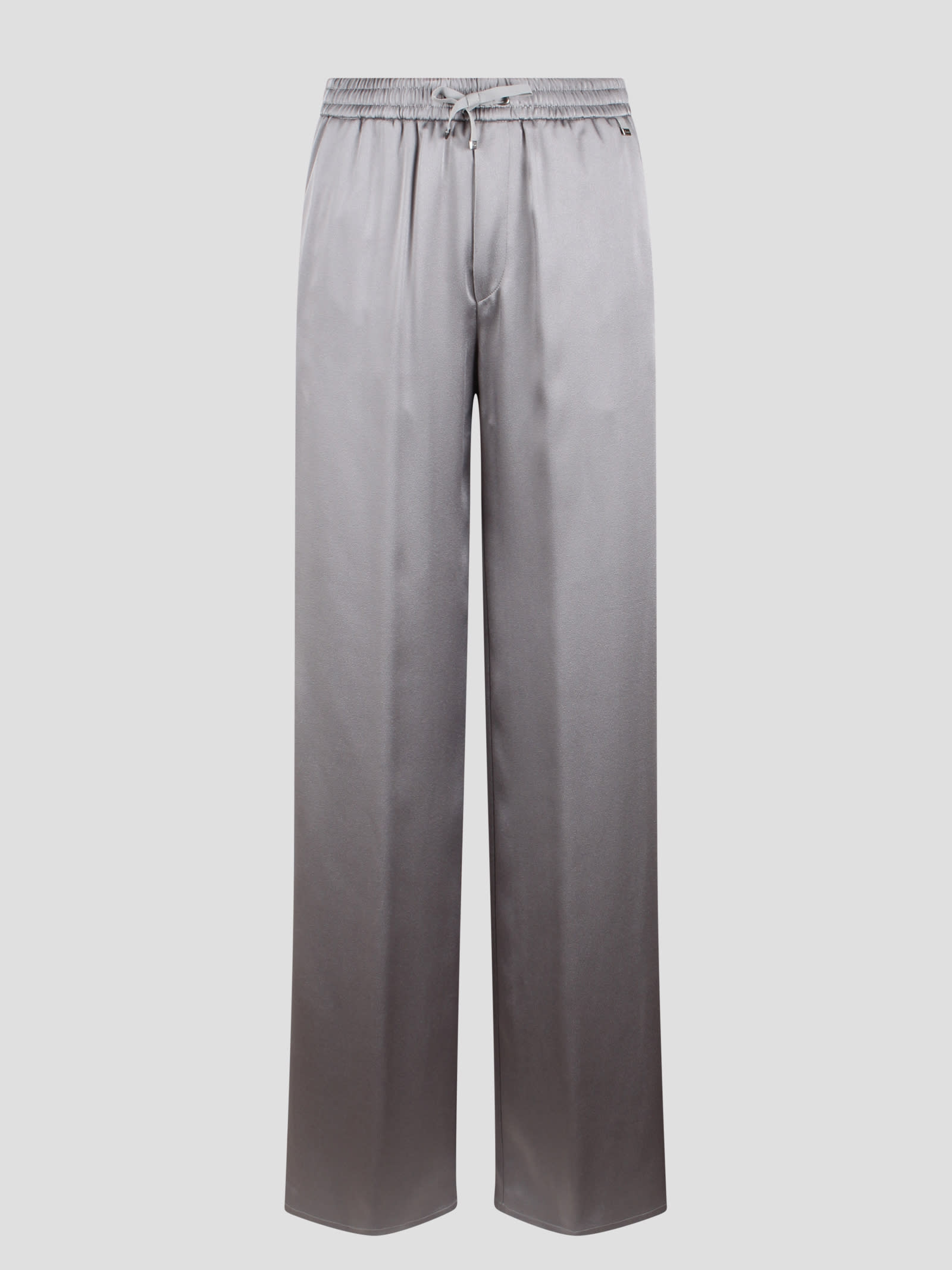 Shop Herno Fluid Satin Trousers In Grey