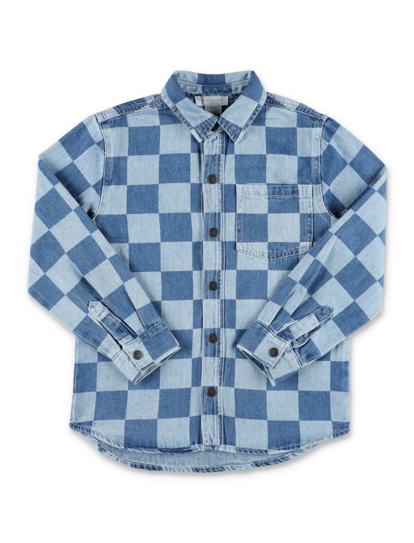 Stella Mccartney Kids' Checkerboard Print Shirt In Blue