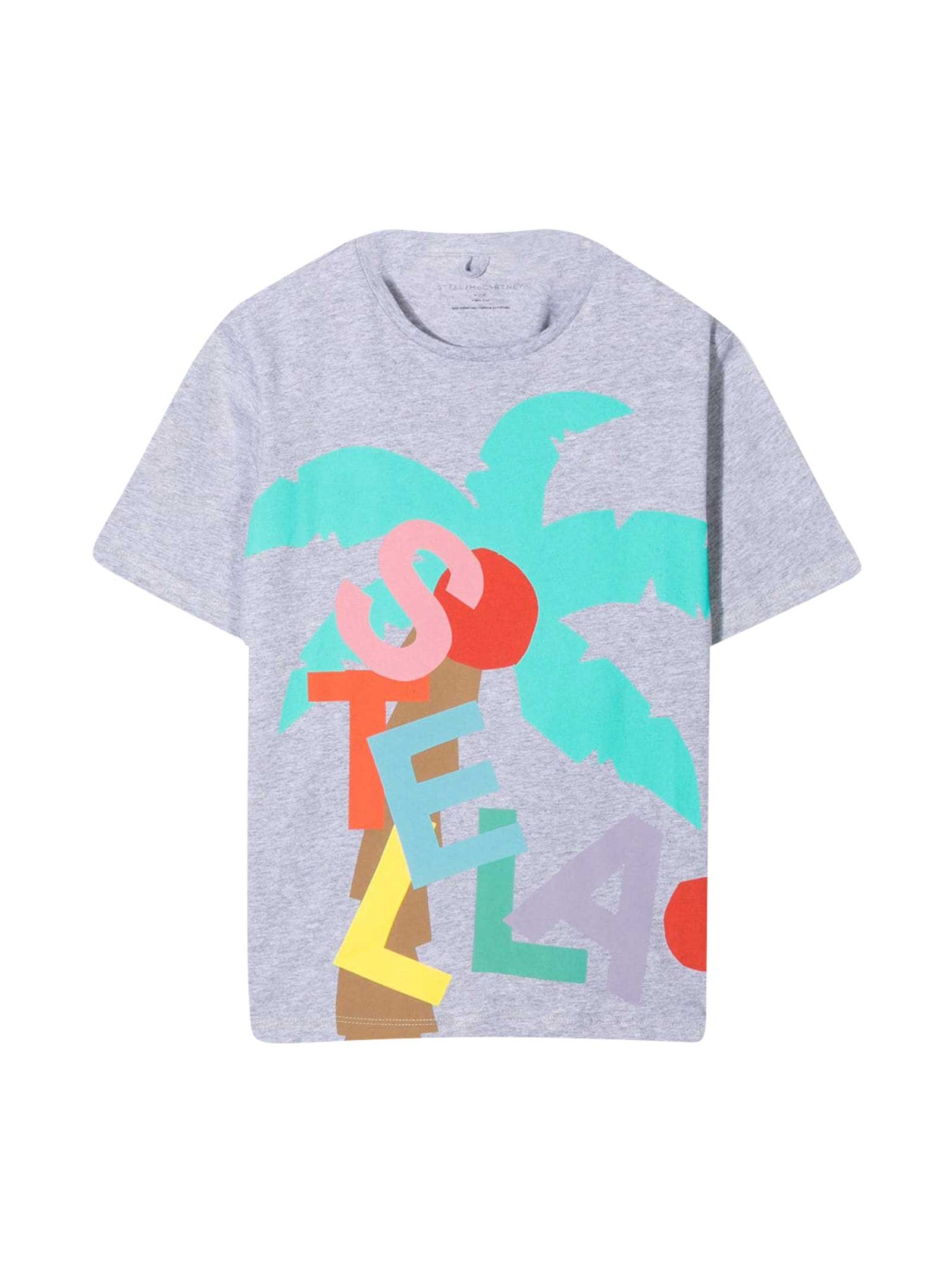 Shop Stella Mccartney Grey T-shirt With Multicolor Print In Unica
