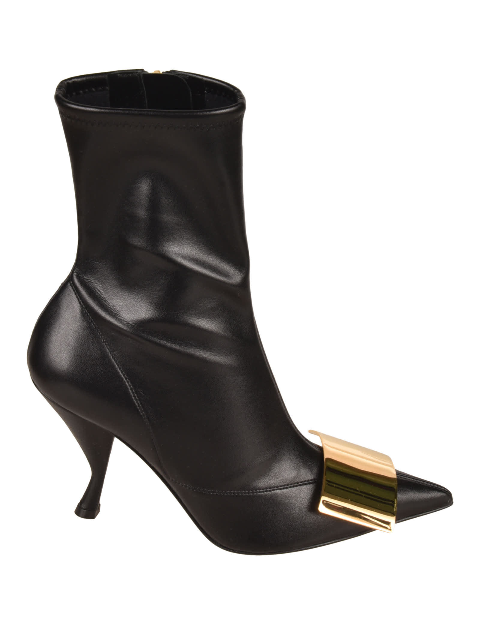 Sergio Rossi Pointed Toe Side Zip Boots In Black