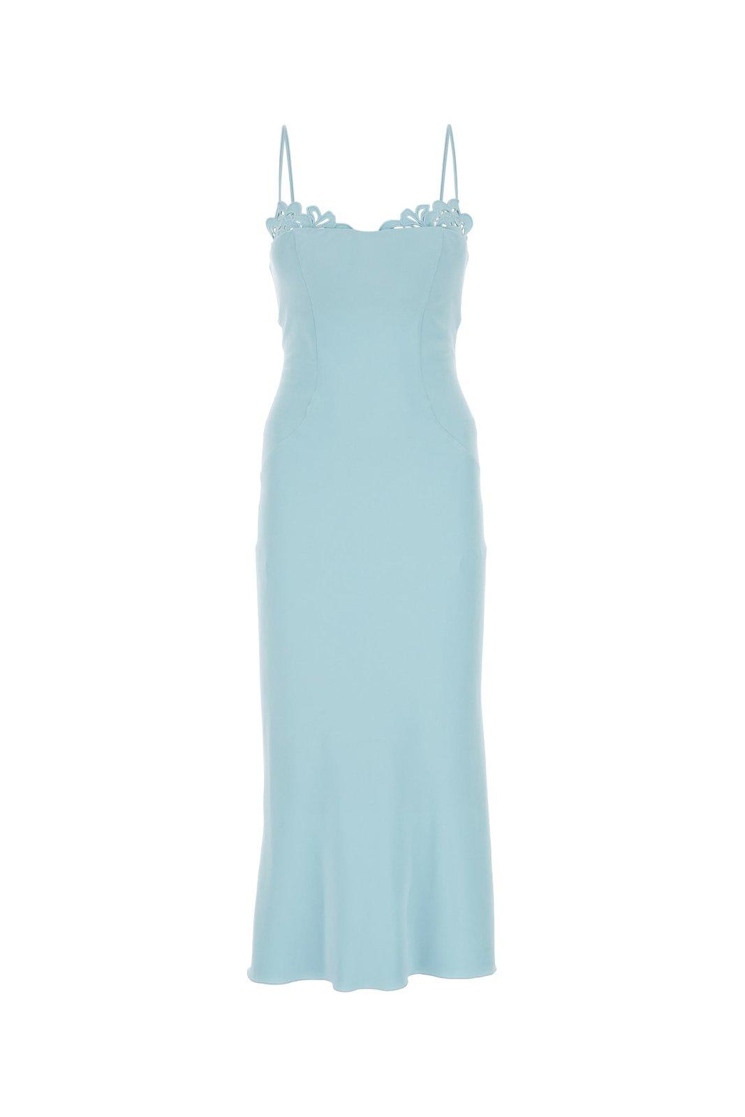 Shop Ermanno Scervino Broderie Anglaise-detailed Flared Midi Dress In Azzurro