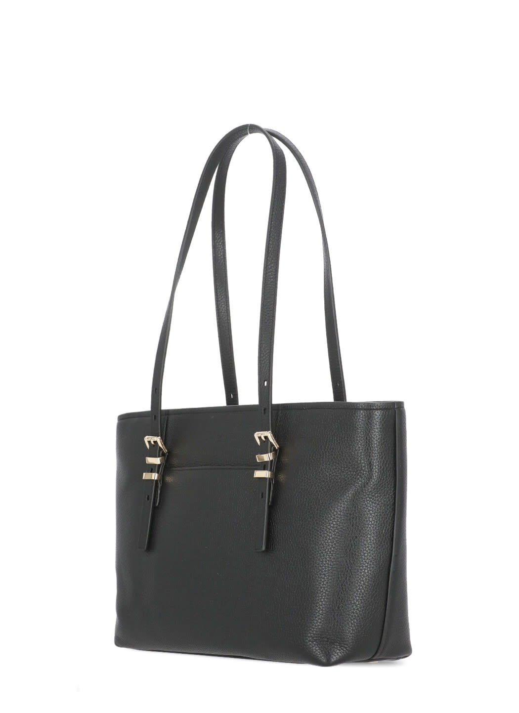Michael Michael Kors Quinn Black Medium Tote Bag With Removable Logo Charm And Embossed Logo Lettering On The Front In Gr In Black