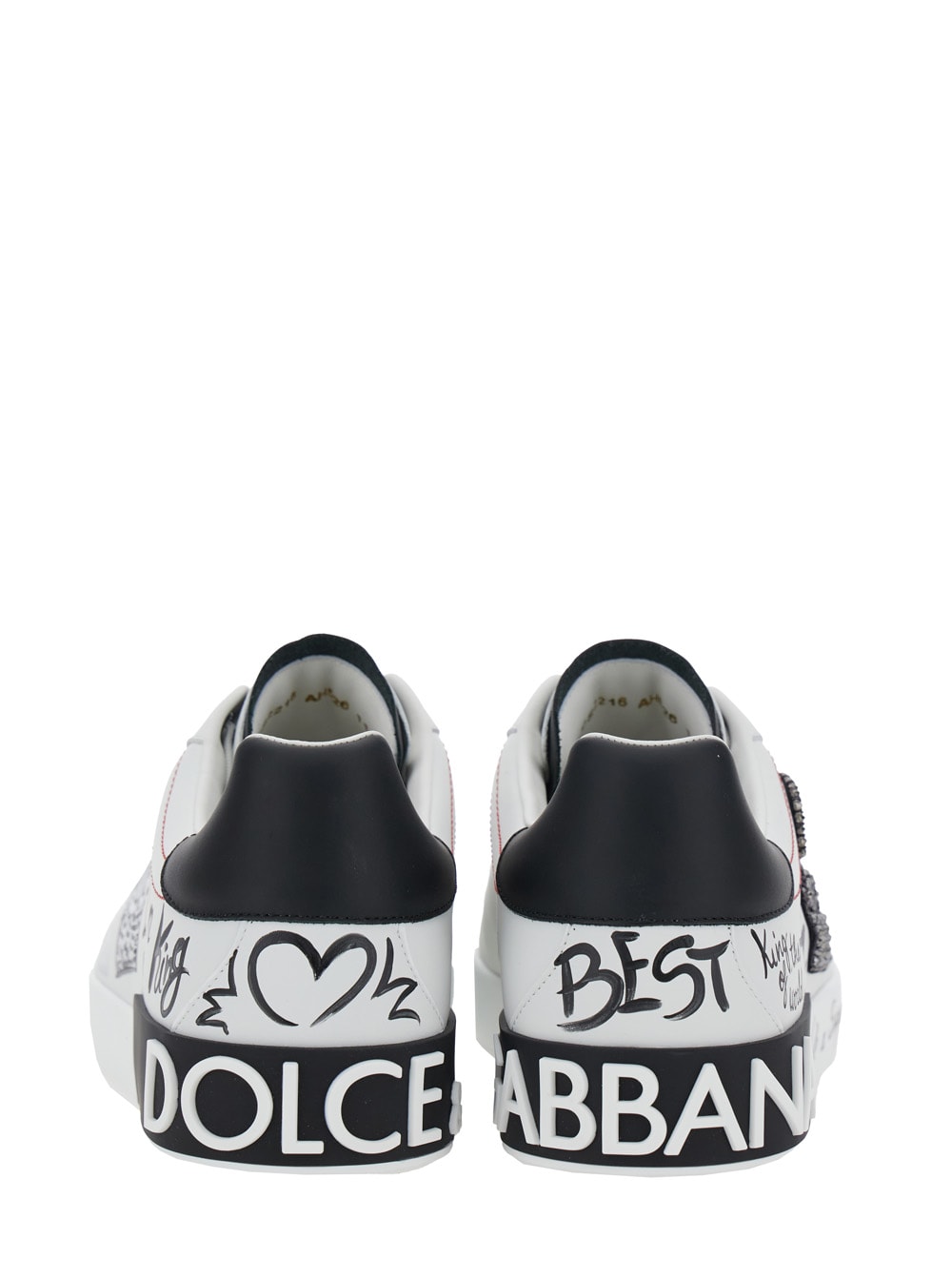 Dolce & Gabbana White Low Top Sneakers With Logo Patch On The Tongue And All-over Print In Leather Man In White