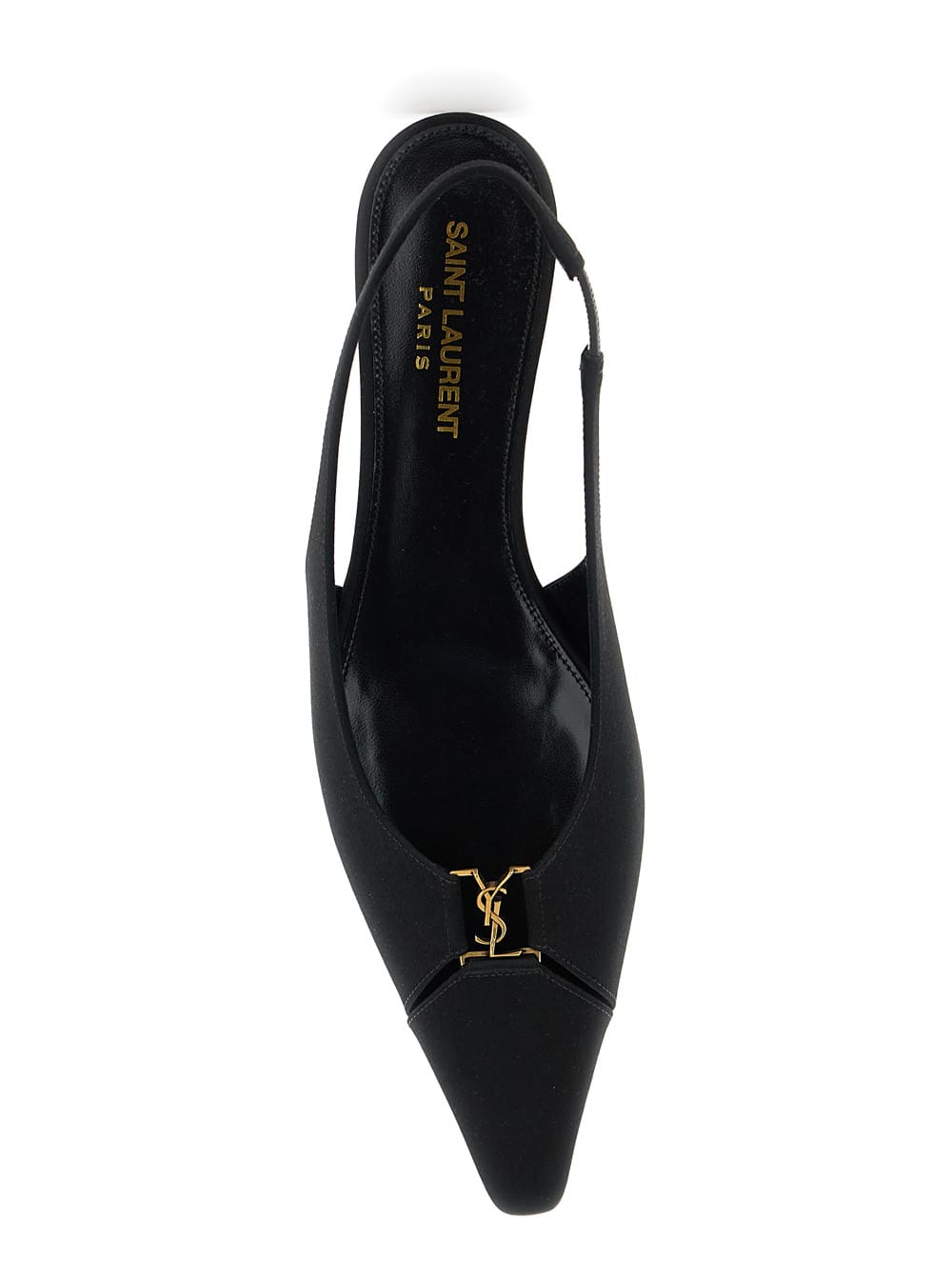 Shop Saint Laurent Babylon Black Slingback Ballet Shoes In Crêpe Satin Woman