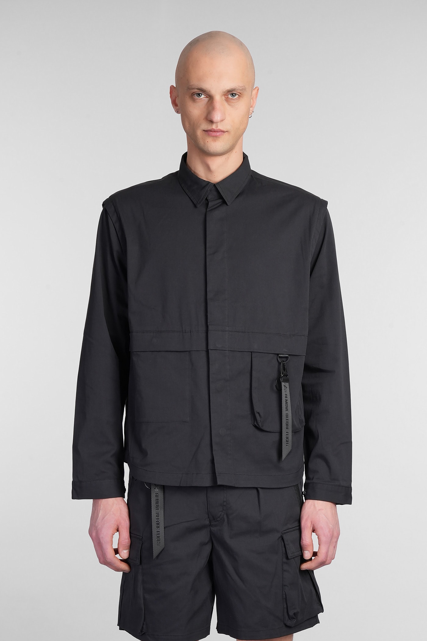 ALPHA INDUSTRIES UTILITY OVERSHIRT SHIRT IN BLACK COTTON