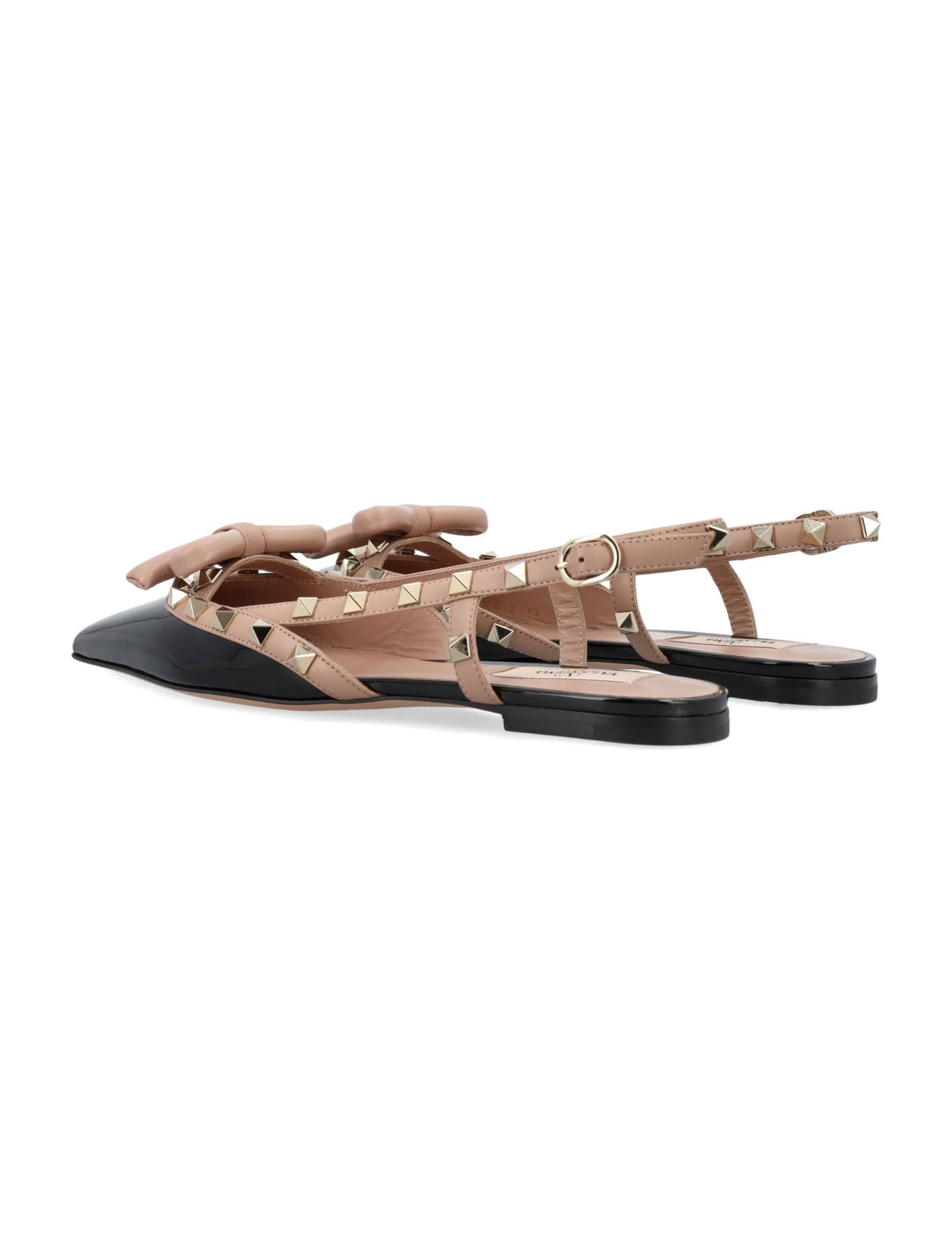 Valentino Rockstud Bow Slingback Ballerina In Rose Cannelle