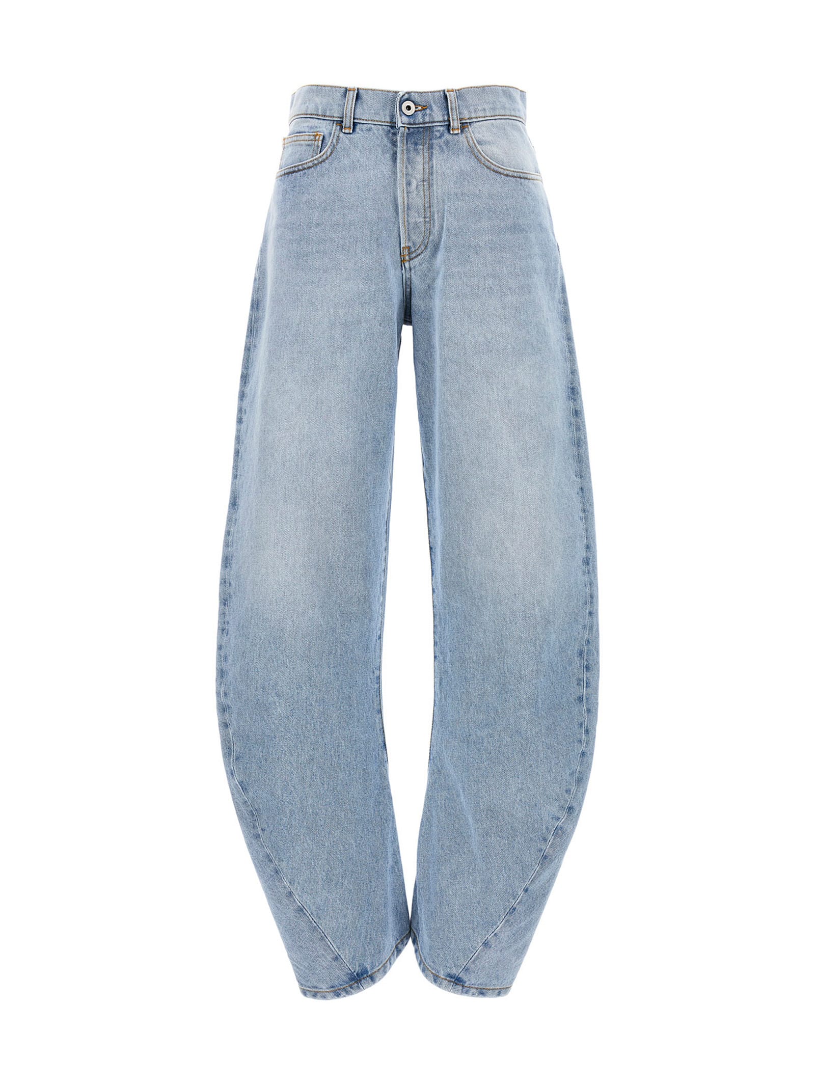 Off-white Bleach Twist Banana Jeans In Light Blue