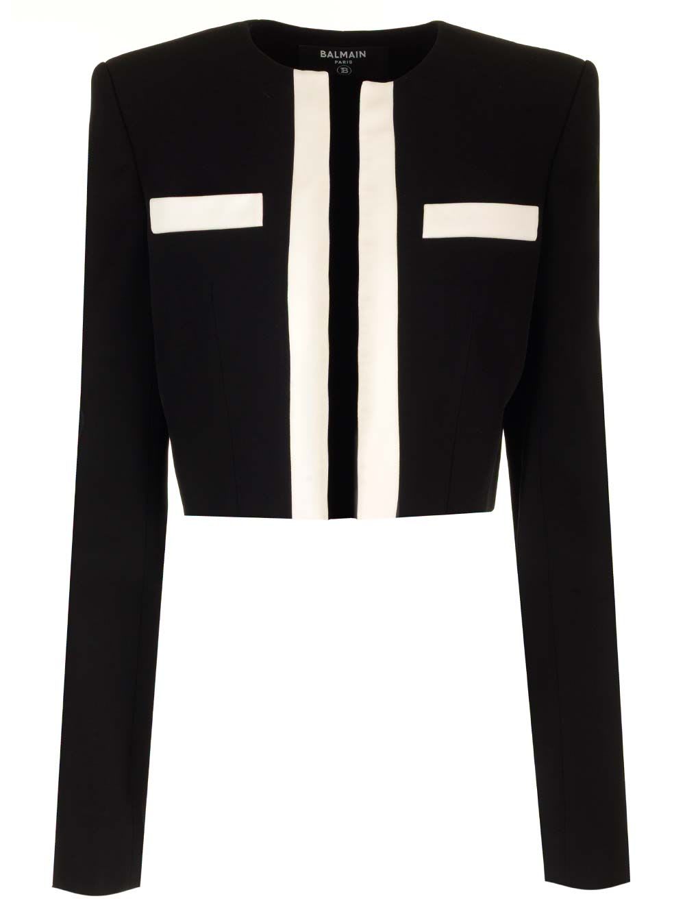 Shop Balmain Spencer In Two-tone Crêpe In Black