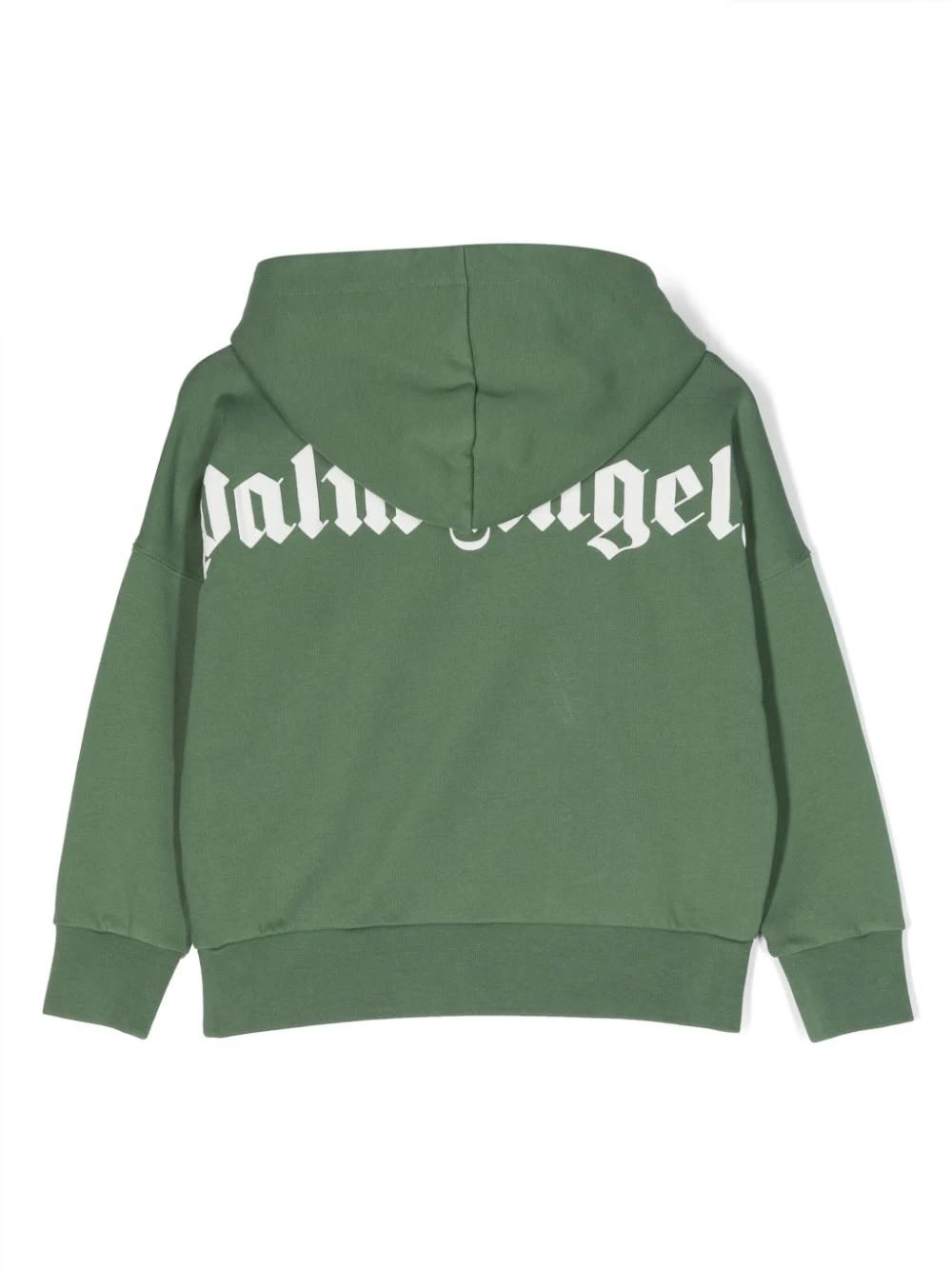 Shop Palm Angels Green Hoodie With Logo