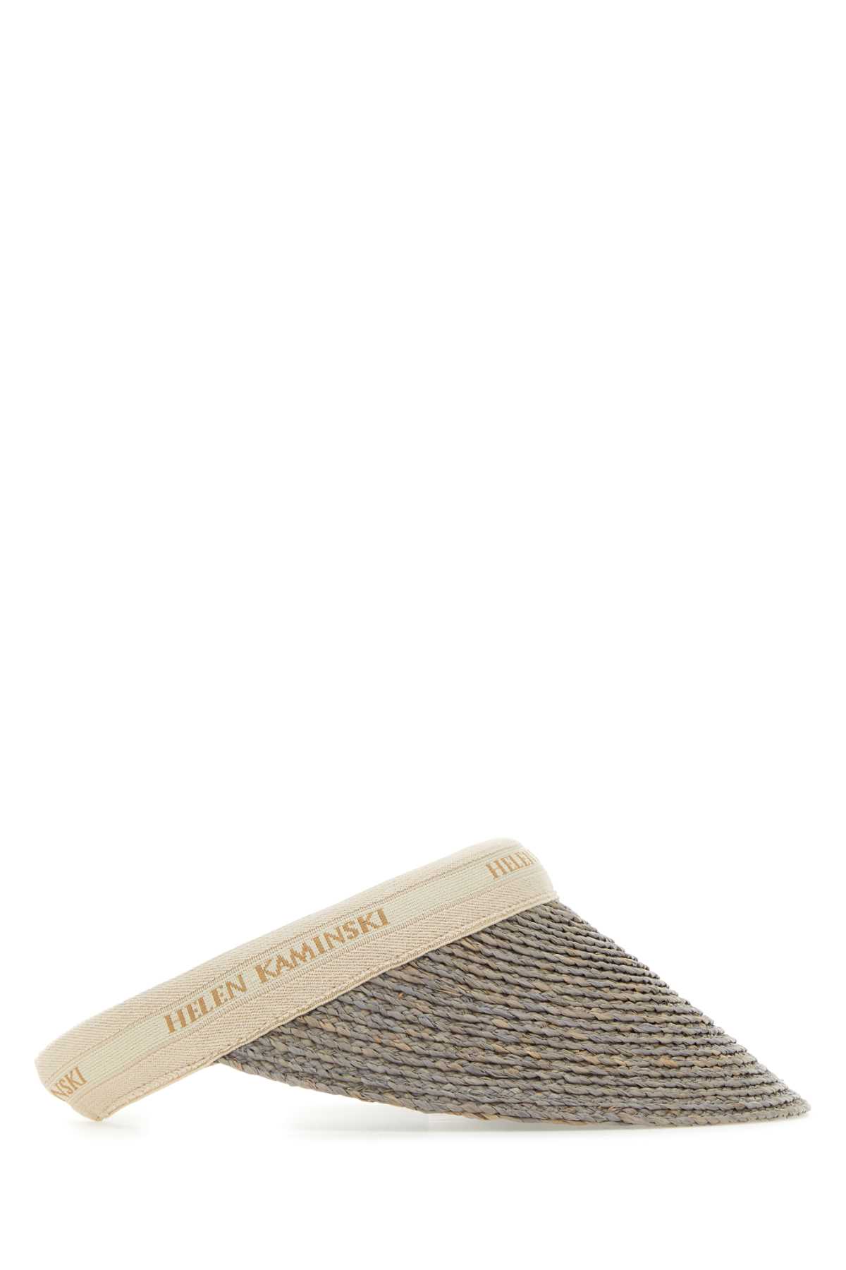 HELEN KAMINSKI GREY RAFFIA BIANCA VISOR 