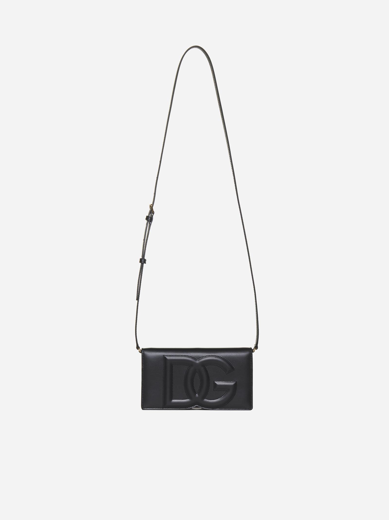 Shop Dolce & Gabbana Dg Logo Leather Crossbody Bag In Black