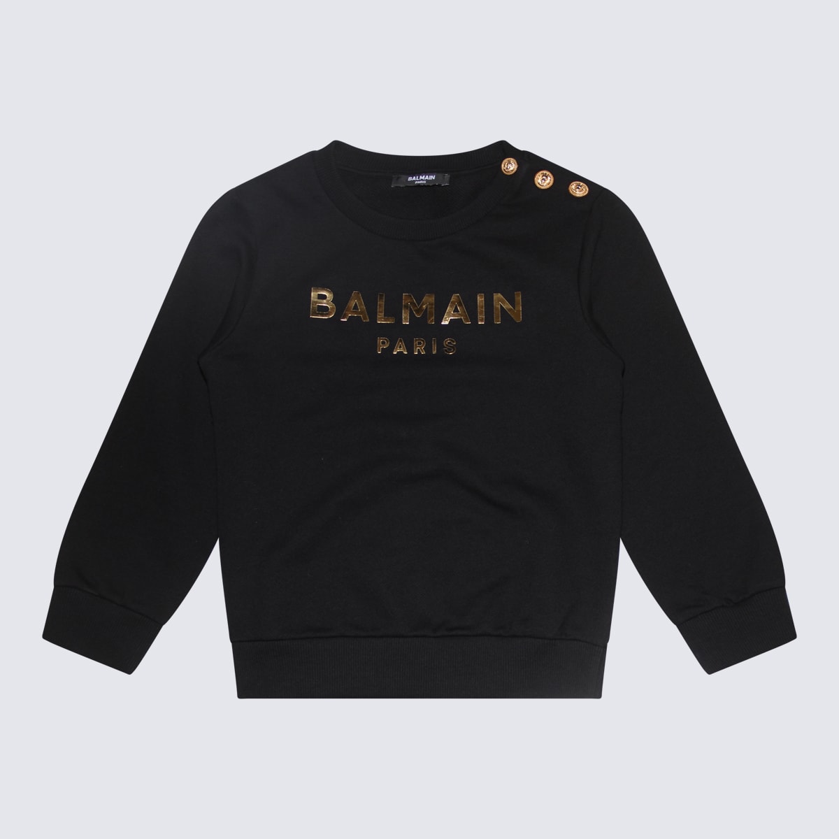 Balmain Kids' Black And Gold-tone Cotton Sweatshirt