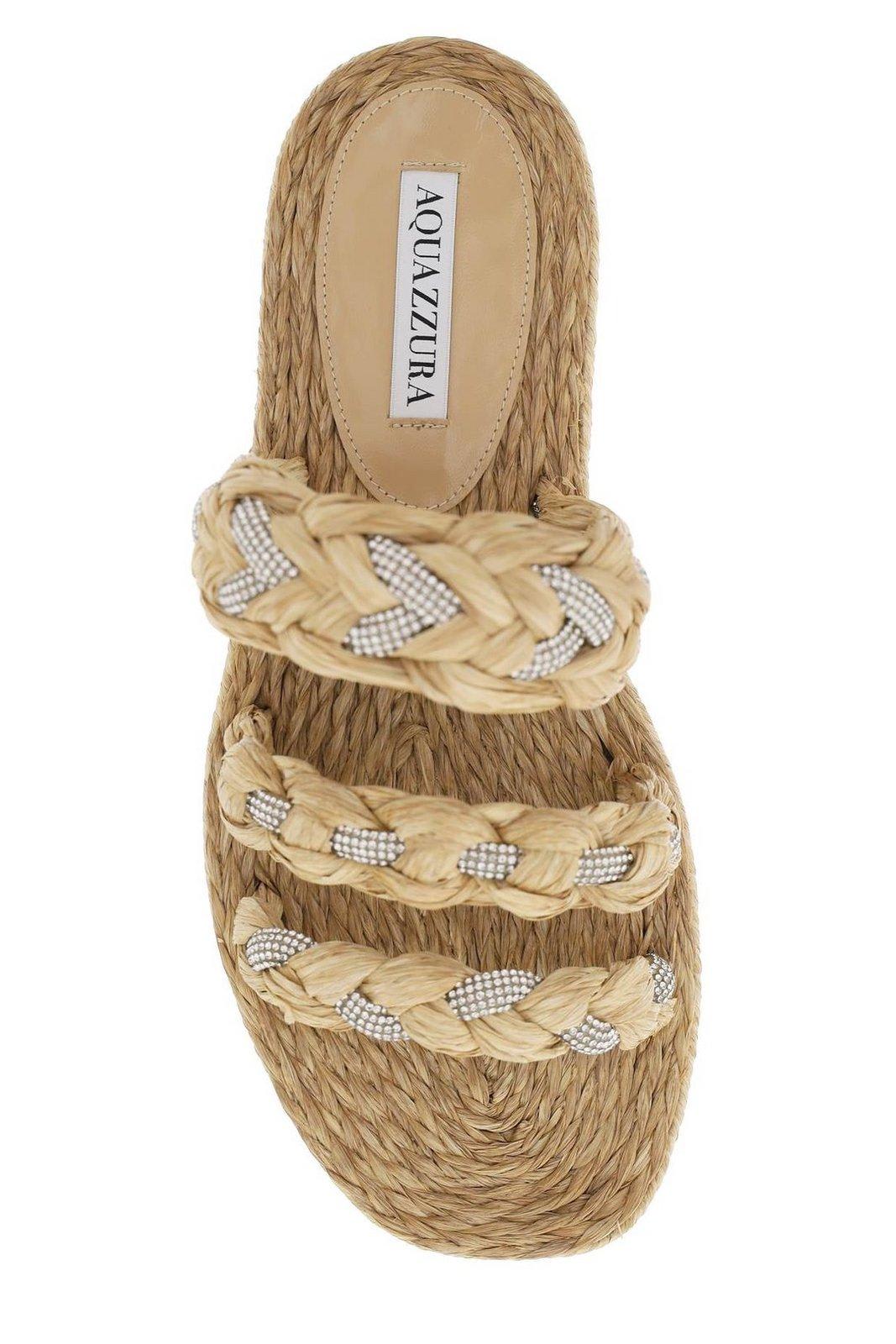 Shop Aquazzura Embellished Slip-on Sandals In Naturale