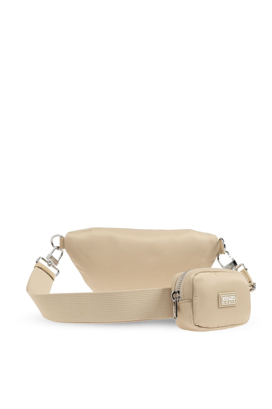 Shop Kenzo Logo Patch Zipped Belt Bag In Beige