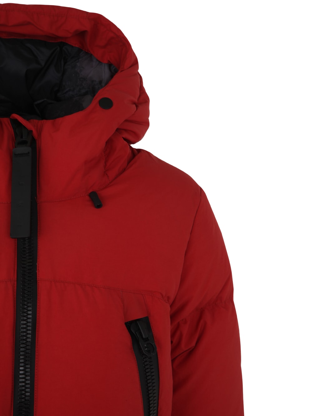 Shop Jg1 Padded Jacket With Hood In Red Burn