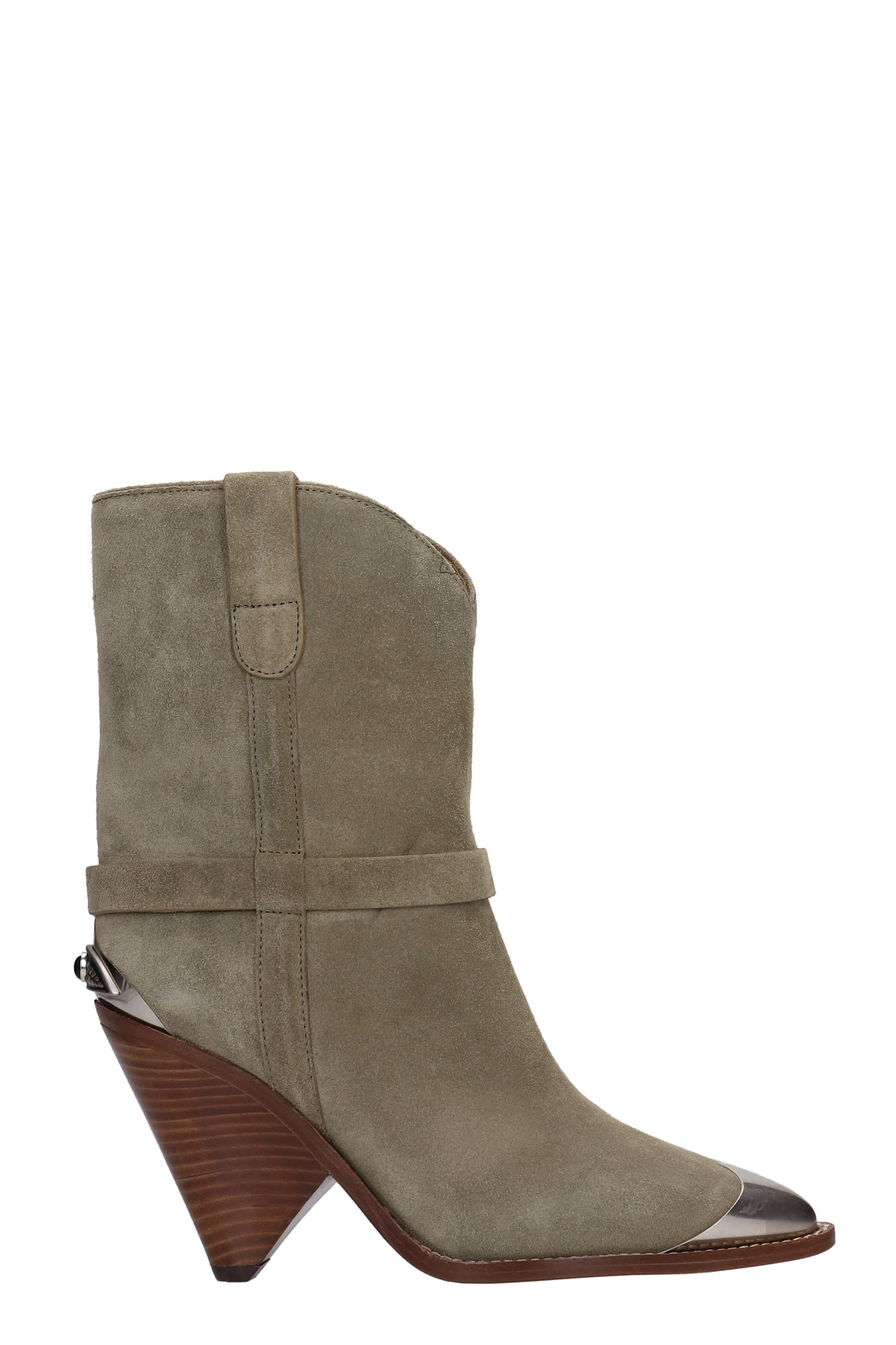 Buy Isabel Marant Lamsy Texan Ankle Boots In Taupe Suede online, shop Isabel Marant shoes with free shipping