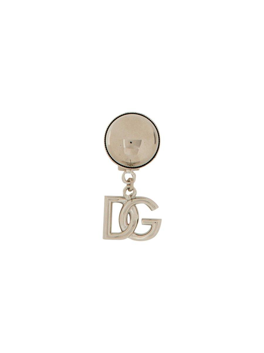 Dolce & Gabbana Logo Drop Earring In Silver