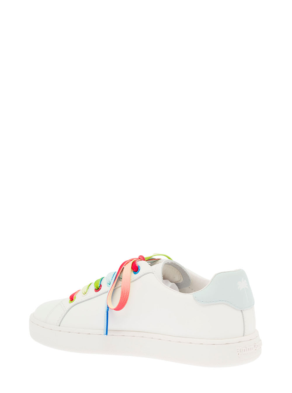 Shop Palm Angels Kids Boys White Leather Sneakers With Multicolor Laces