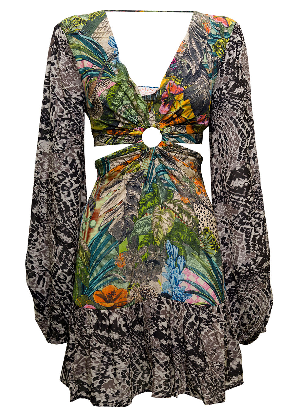 Anjuna Womans Elisa Multicolor Cotton Jungle Printed Dress