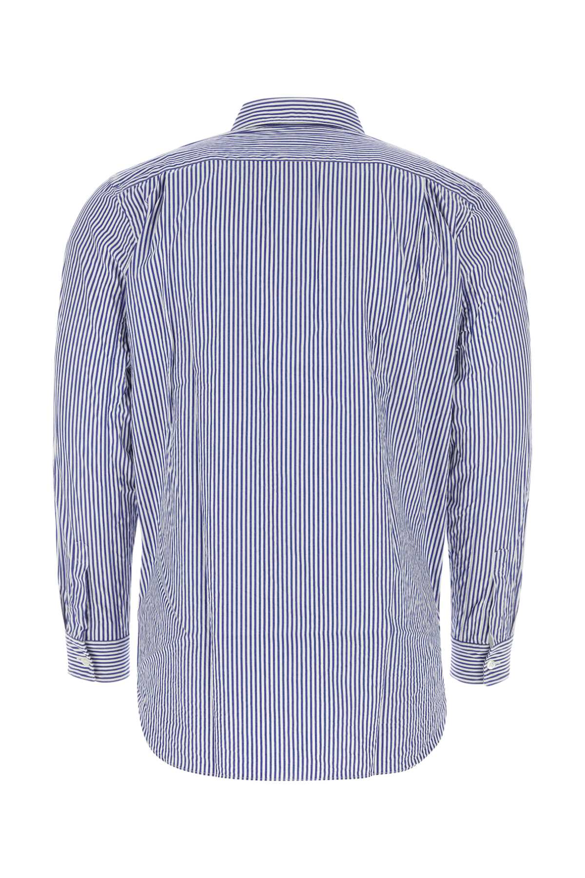 Comme Des Garçons Play Embroidered Cotton Shirt In Bluewhtstripes