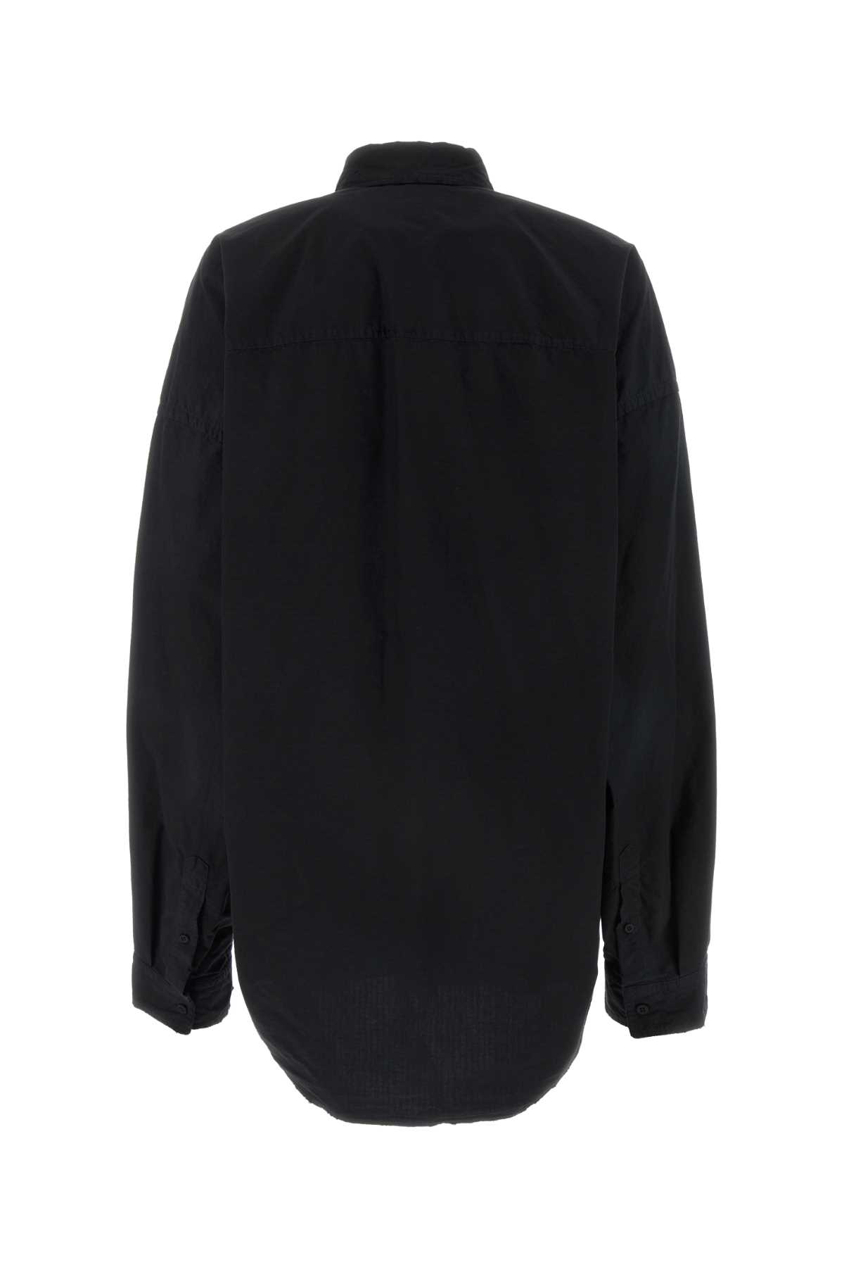 Shop Balenciaga Black Cotton Blend Oversize Shirt