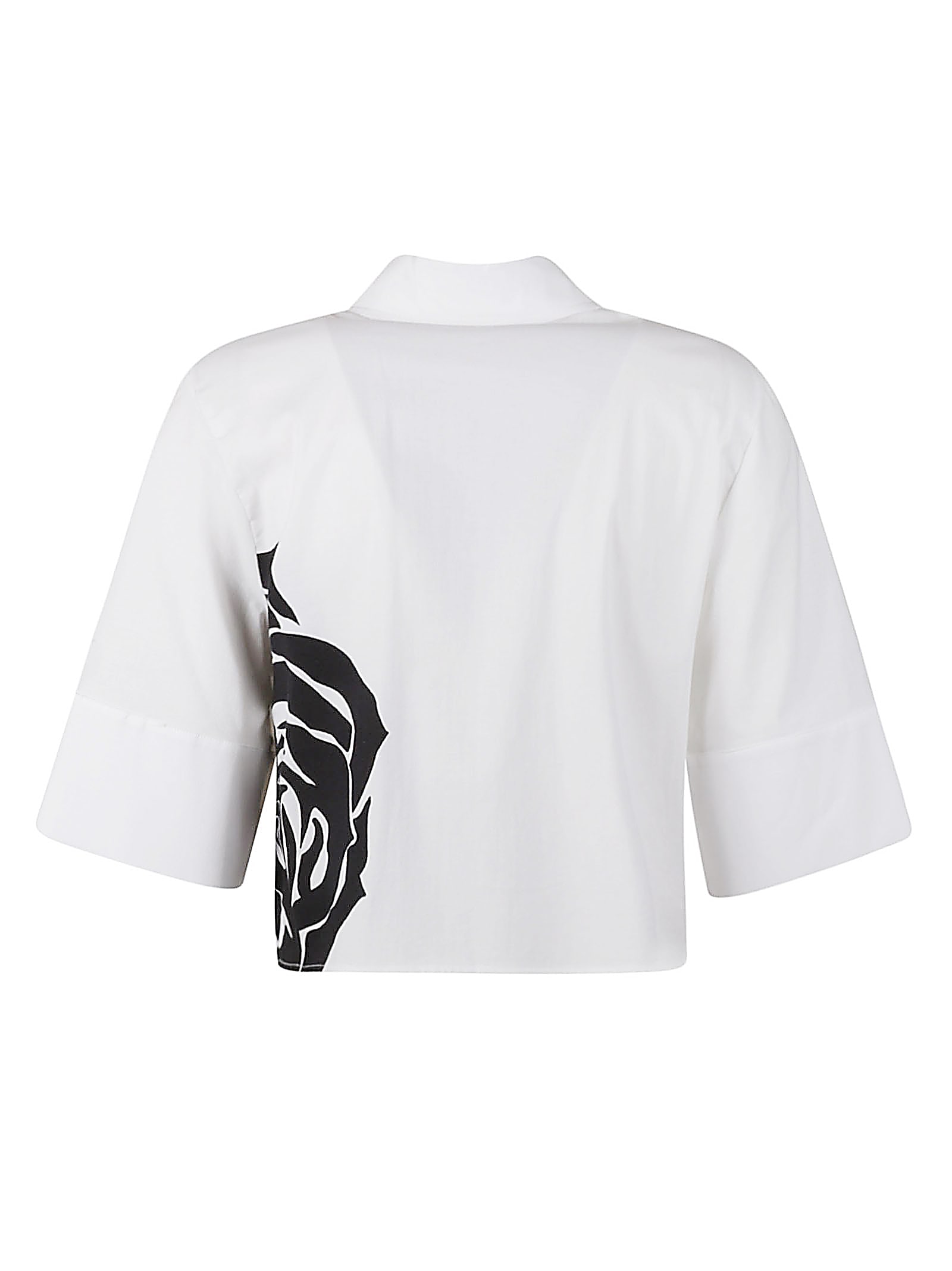 Blugirl Printed Popeline Stretch Boxy Shirt In White