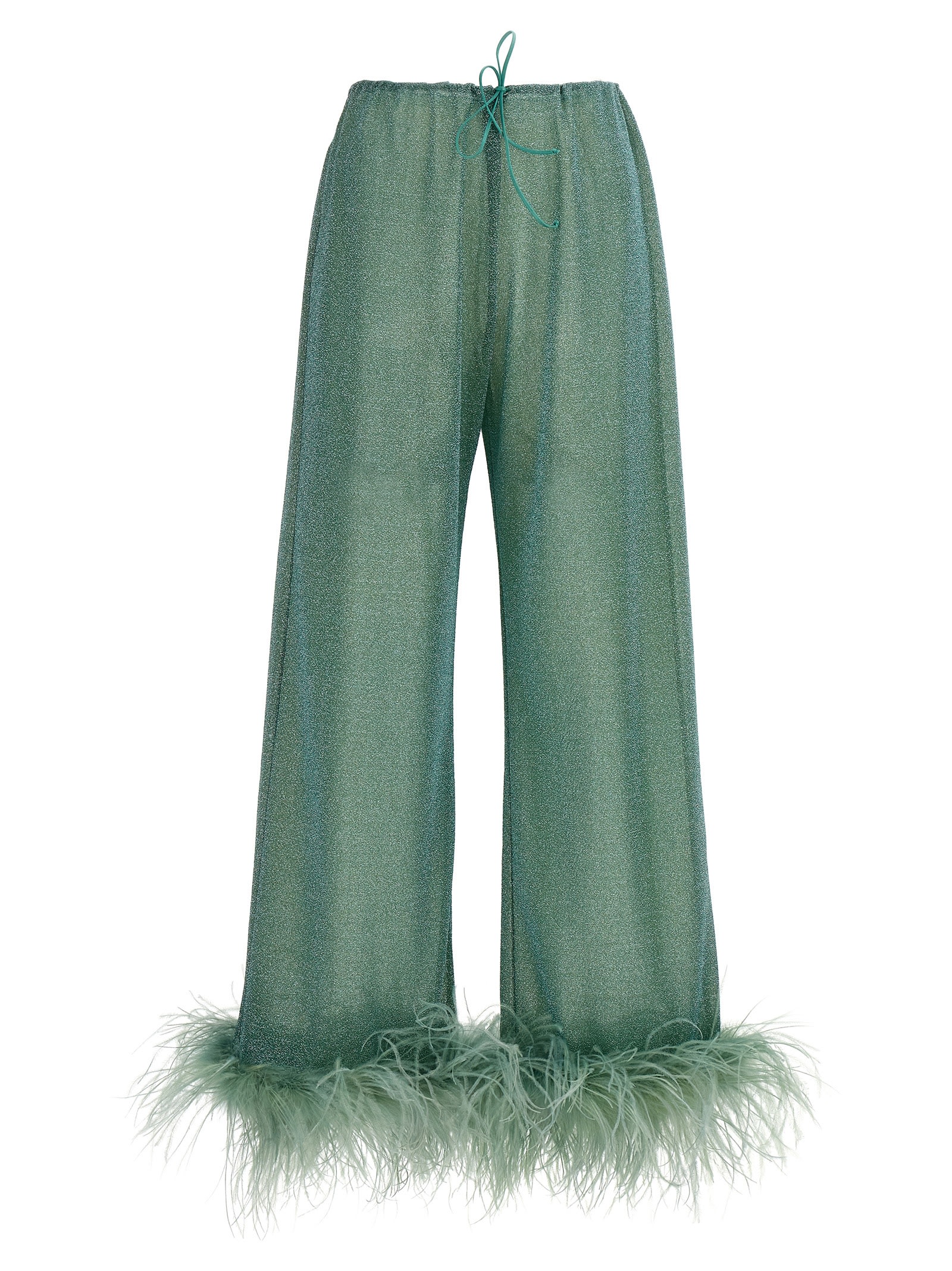 Shop Oseree Lumiere Plumage Pants In Light Blue