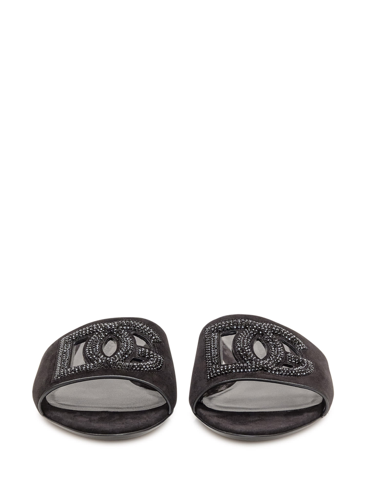 Dolce & Gabbana Dolce&gabbana Women Dg Logo Rubber Beachwear Sliders In Black