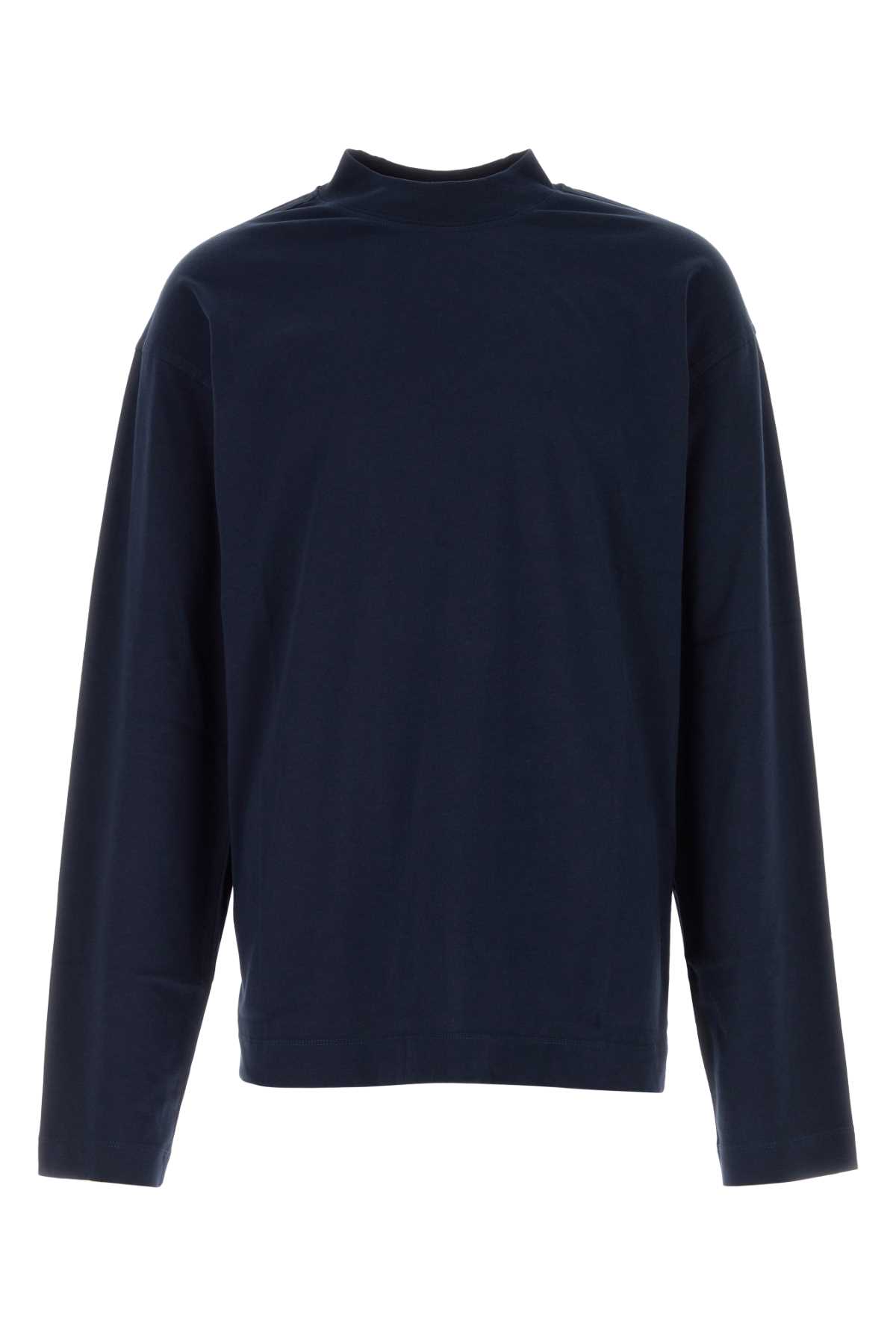 Dries Van Noten Long-sleeved Crewneck T-shirt In Navy
