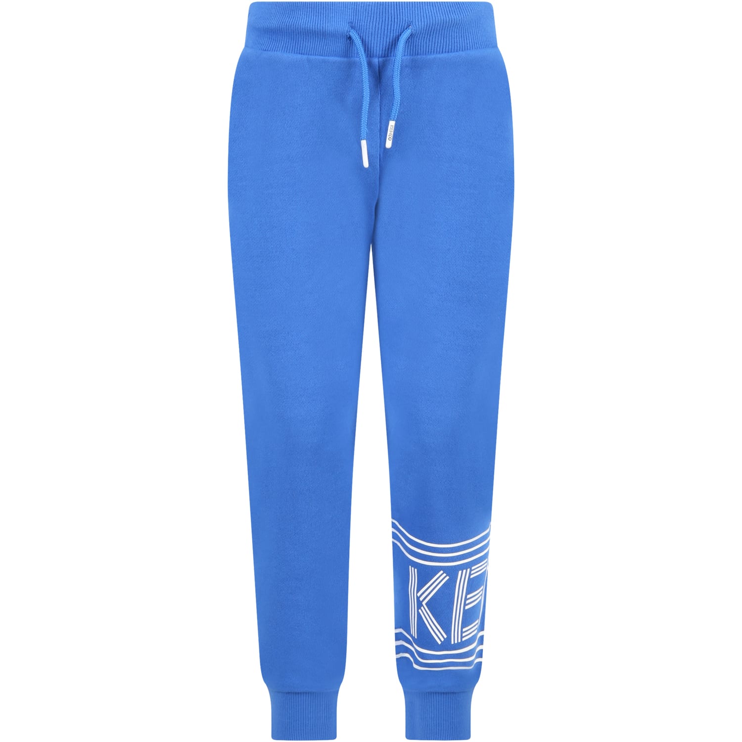 KENZO BLUE SWEATPANTS FOR BOY WITH LOGO,11865727