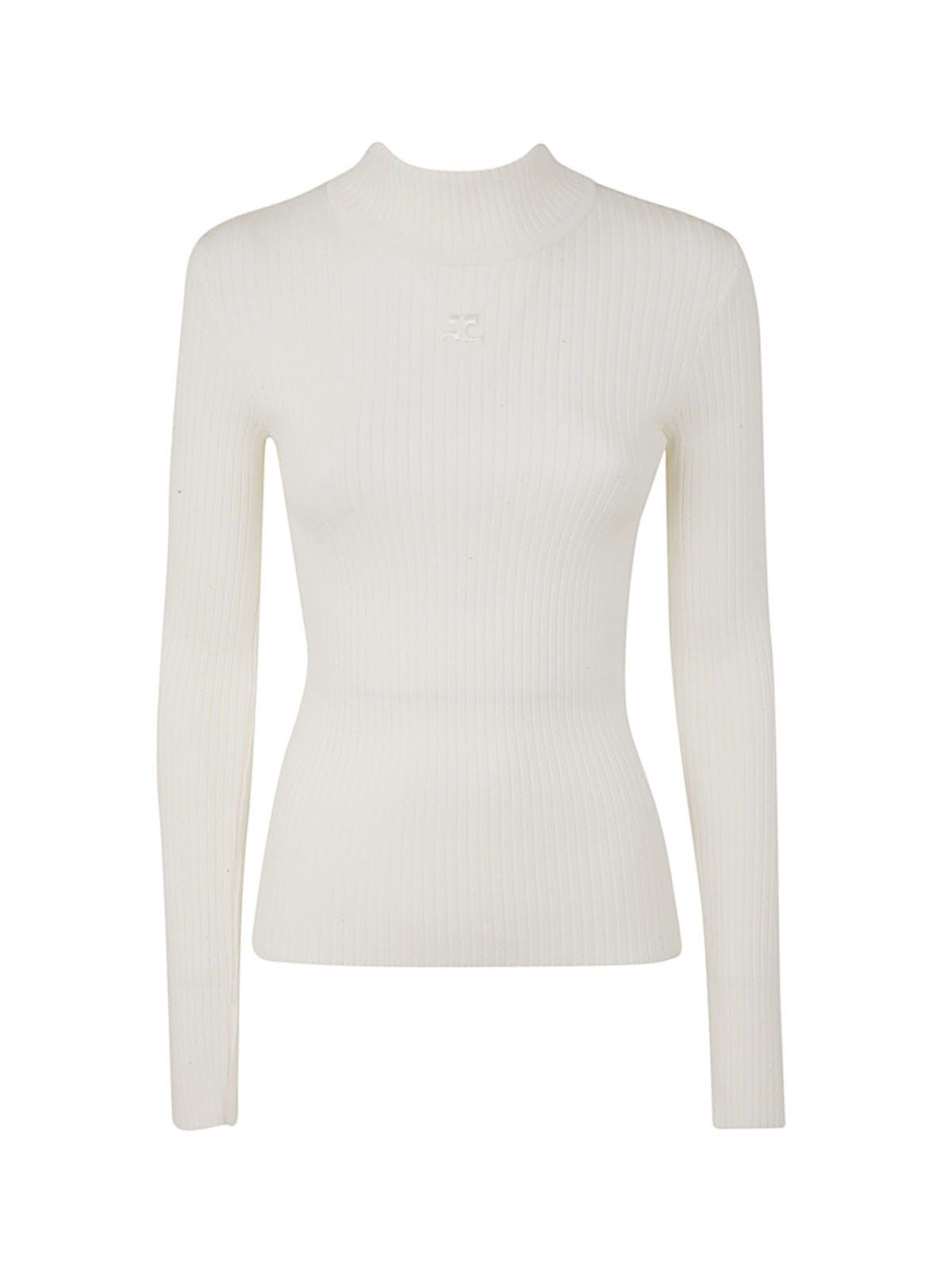 Courrèges Rib Knit High Neck Sweater