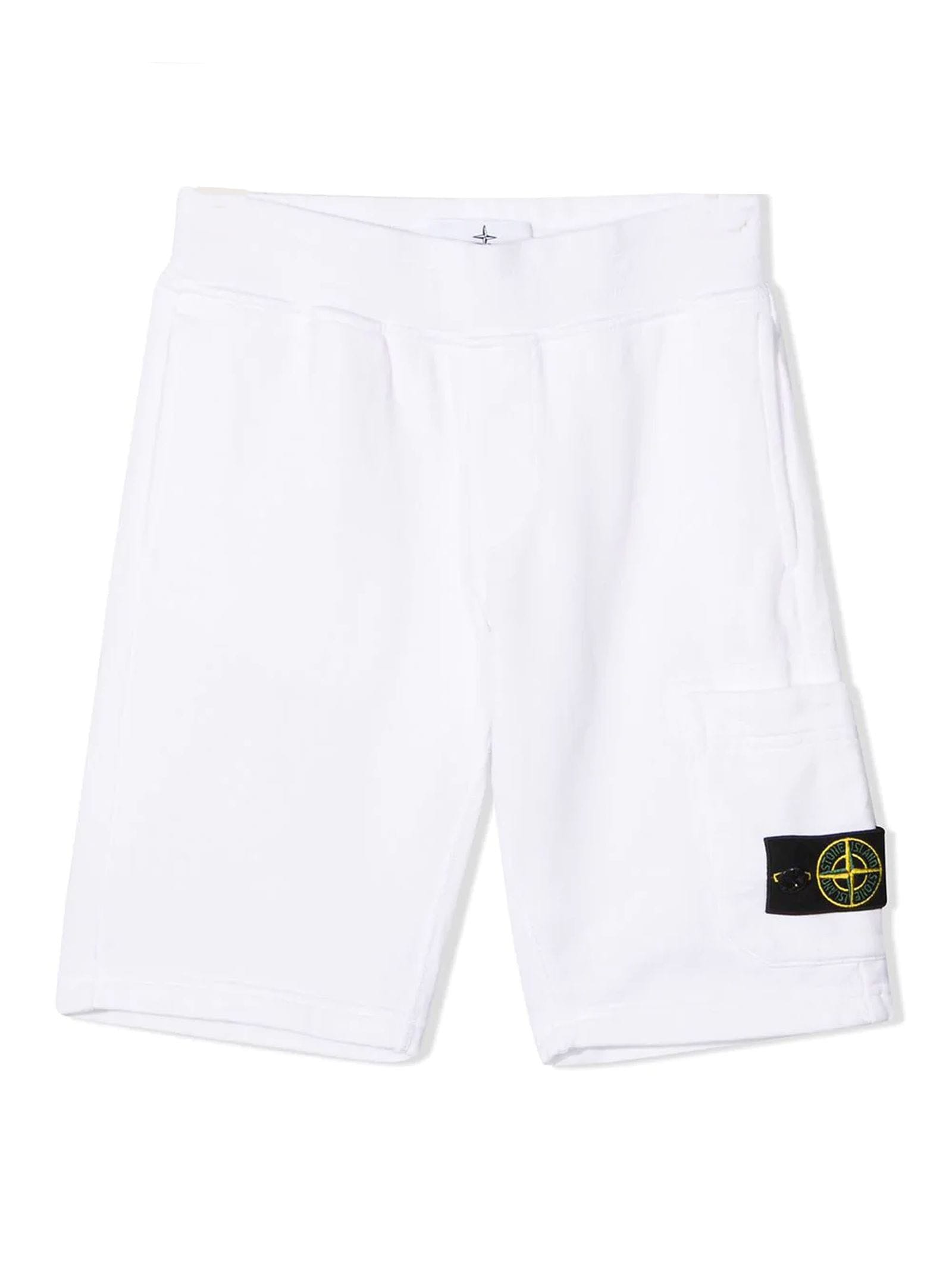 Stone Island White Cotton Shorts