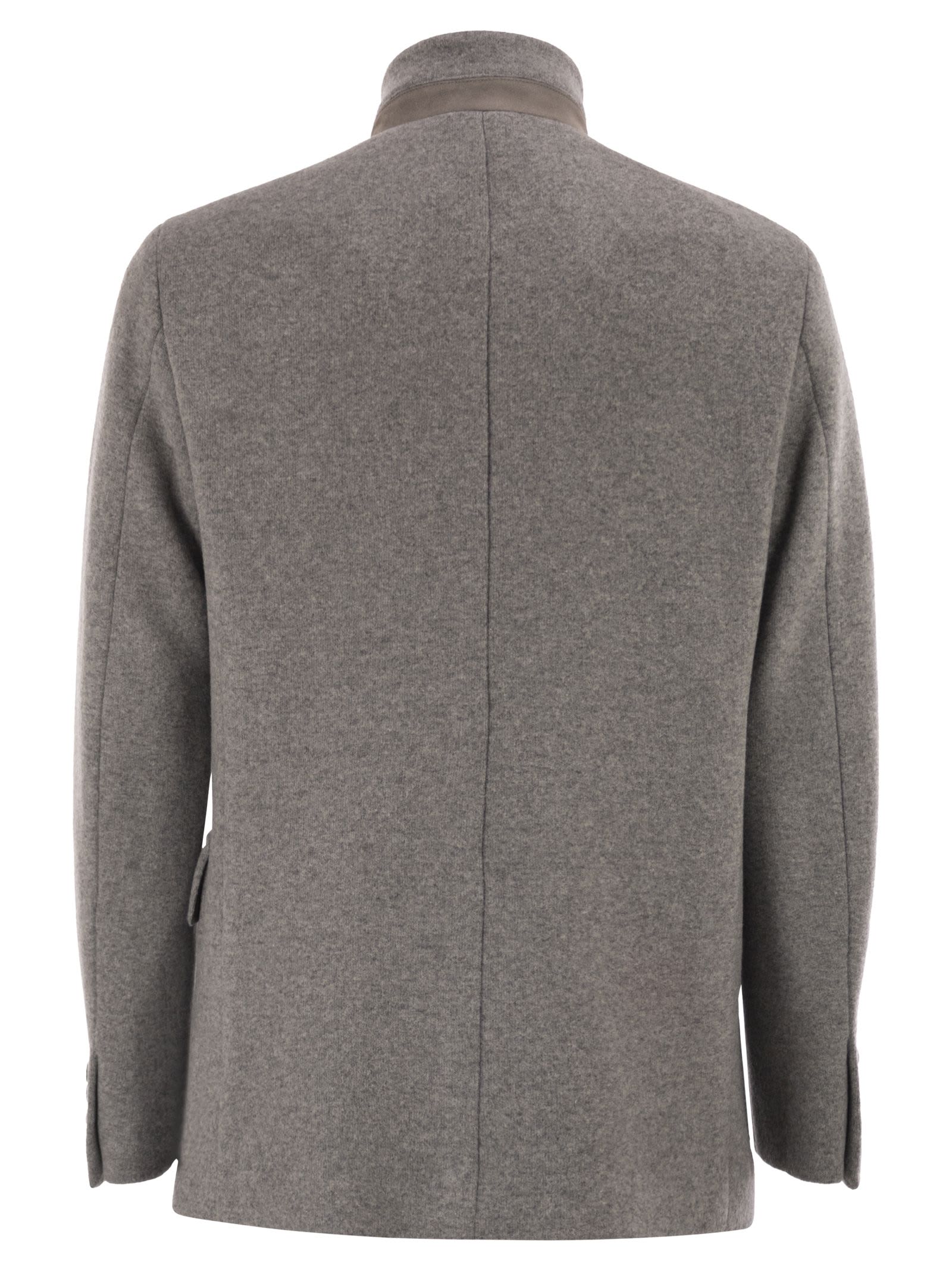 Fay Men Wool Pea Coat In Gray