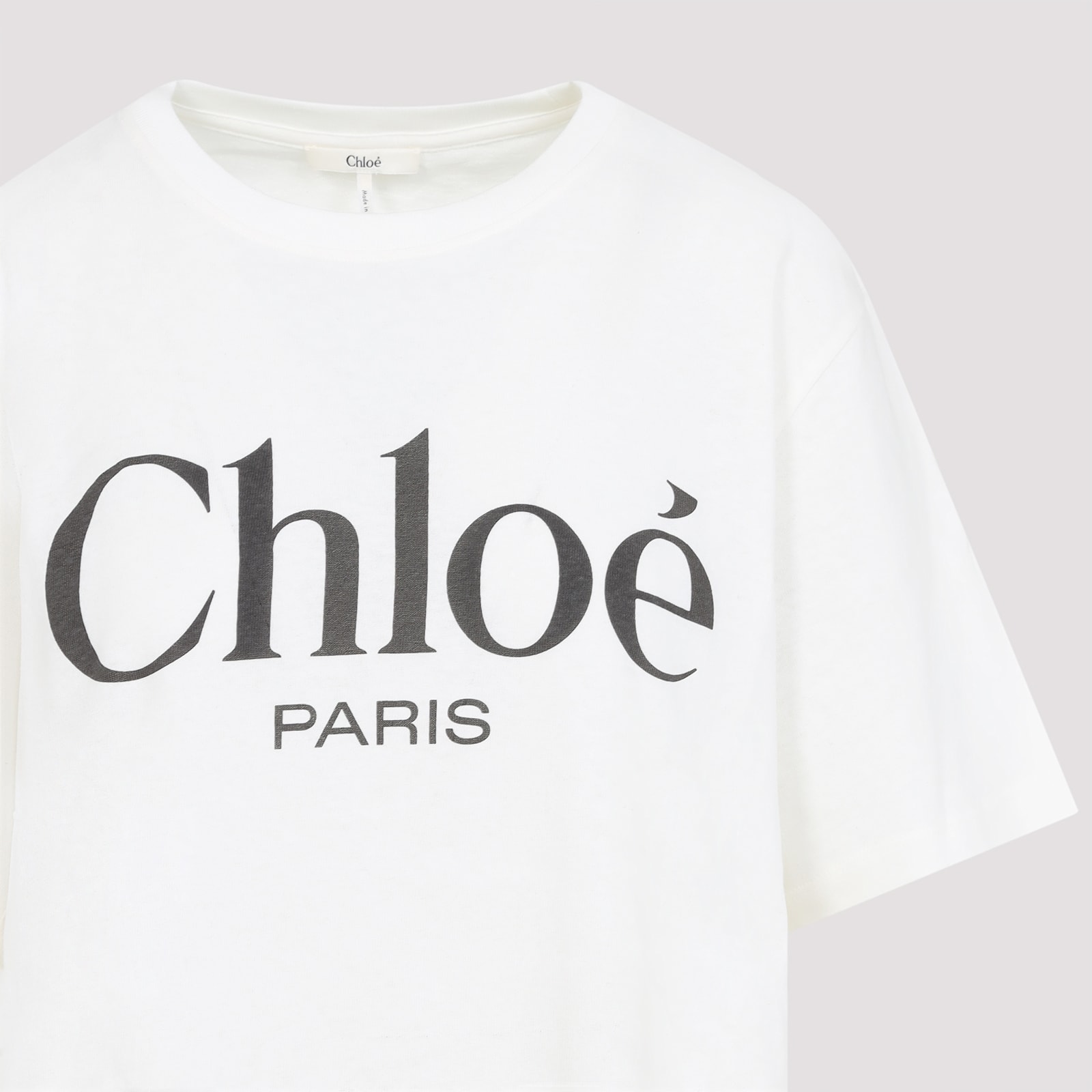 Chloé White Crewneck T-shirt With Logo Print On The Front In Cotton Woman In White