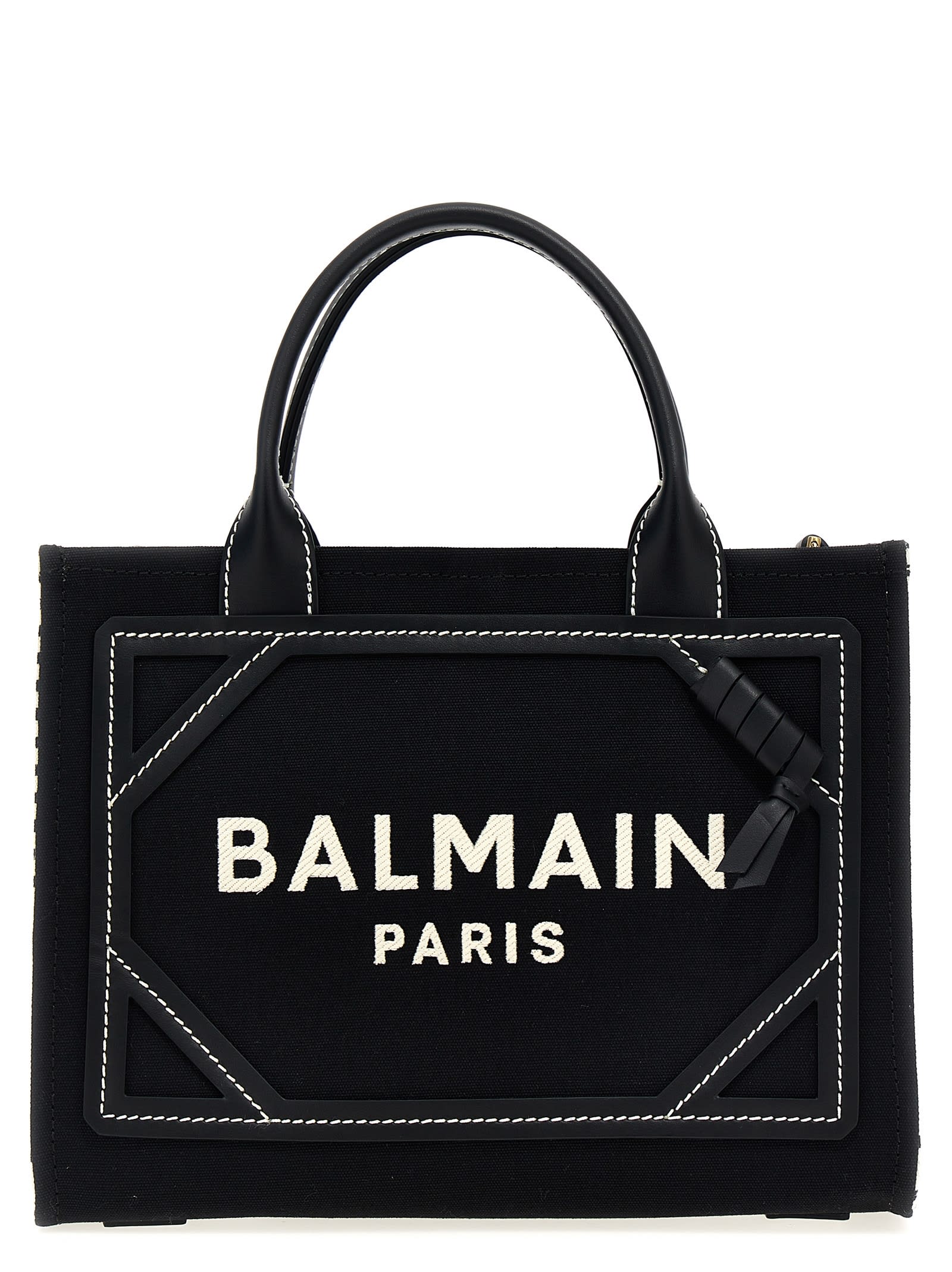 Shop Balmain B-army Shopping Bag In Gfe Ivoire Noir